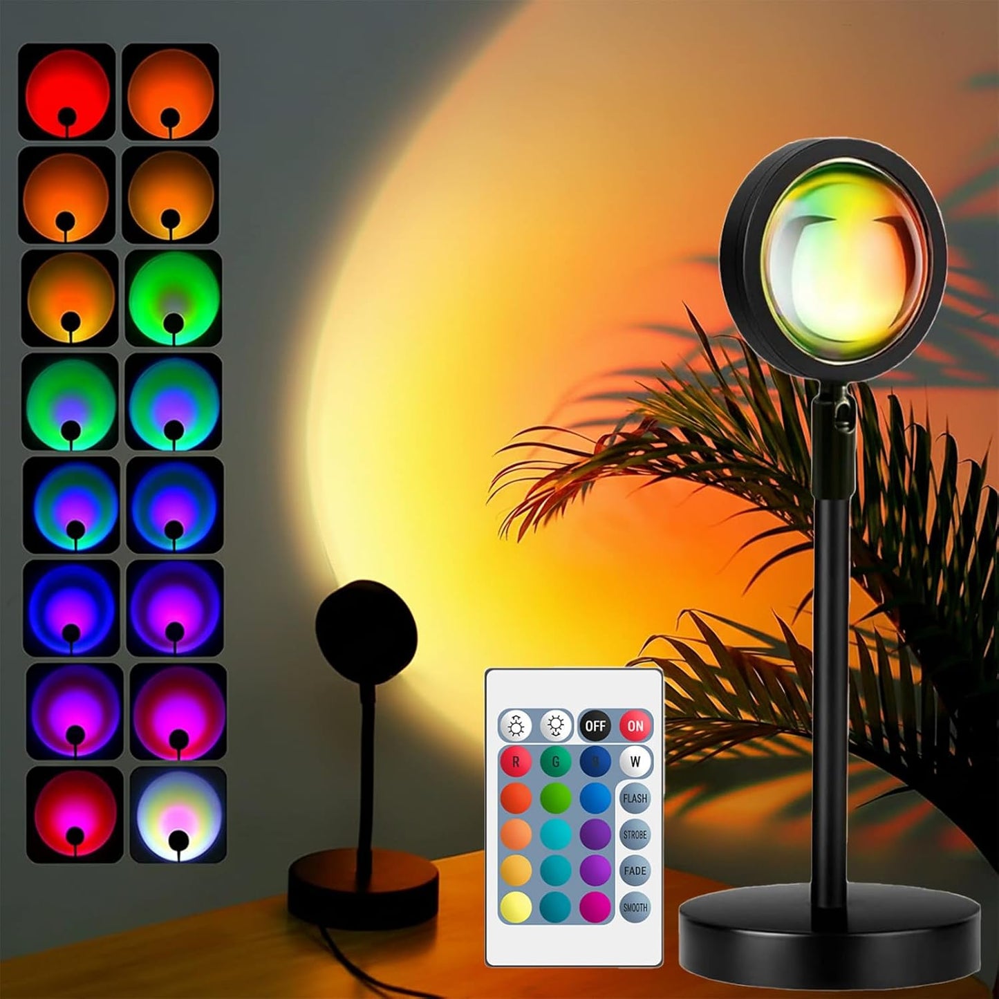JIMEI Sunset Lamp Projector Led Lights for Bedroom Night Light RGB Lights Sun Sunlight Sunrise Lamp Mood Lighting Home/Room Decor Gifts for Women,Tabletop Multicolor