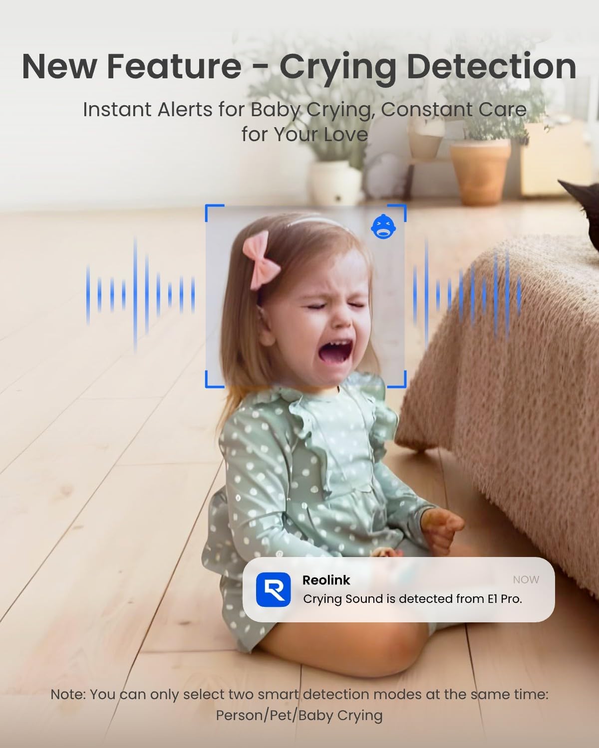 REOLINK E1 Pro 3K Dual-Band Wi-Fi Indoor Camera for Baby & Pet Monitoring | Auto Tracking, 5MP Night Vision Enhanced by F1.6 Aperture, Person/Pet/Baby Crying Detection, 2.4/5GHz Wi-Fi, Two-Way Audio