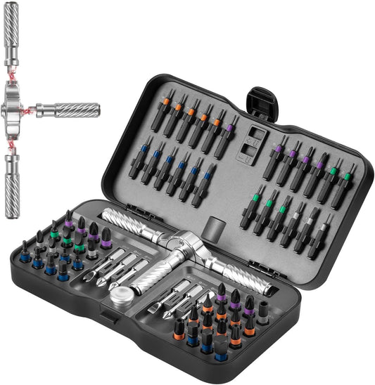 Ratchet Screwdriver Set, magnetic Screwdriver sets, S2 Steel Bits, DIY Combination Flexible Shaft, Suitable for Furniture Assembly, Precision Electrical Appliance Repair, Bicycle Tools