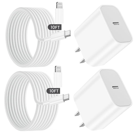 iPhone Fast Charger,[Apple MFi Certified]10FT Long USB C to Lightning Cable Cord for iPhone 14 13 12 11 Pro Max Plus Xs Xr X SE iPad,2Pack Type C Charger with 10FT Braided iPhone Charger Fast Charging