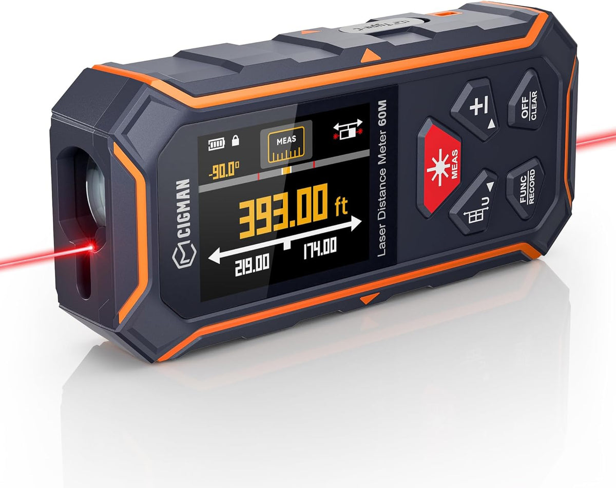 Dual Laser Measuring Tool, 393Ft Laser Measure for Home Improvement | Bilateral Laser, Fast&Accurate, Color Display, 6 Units Ft/in/M, Rechargeable, Angle Sensor, 10 Measure Modes, Magnetic Back