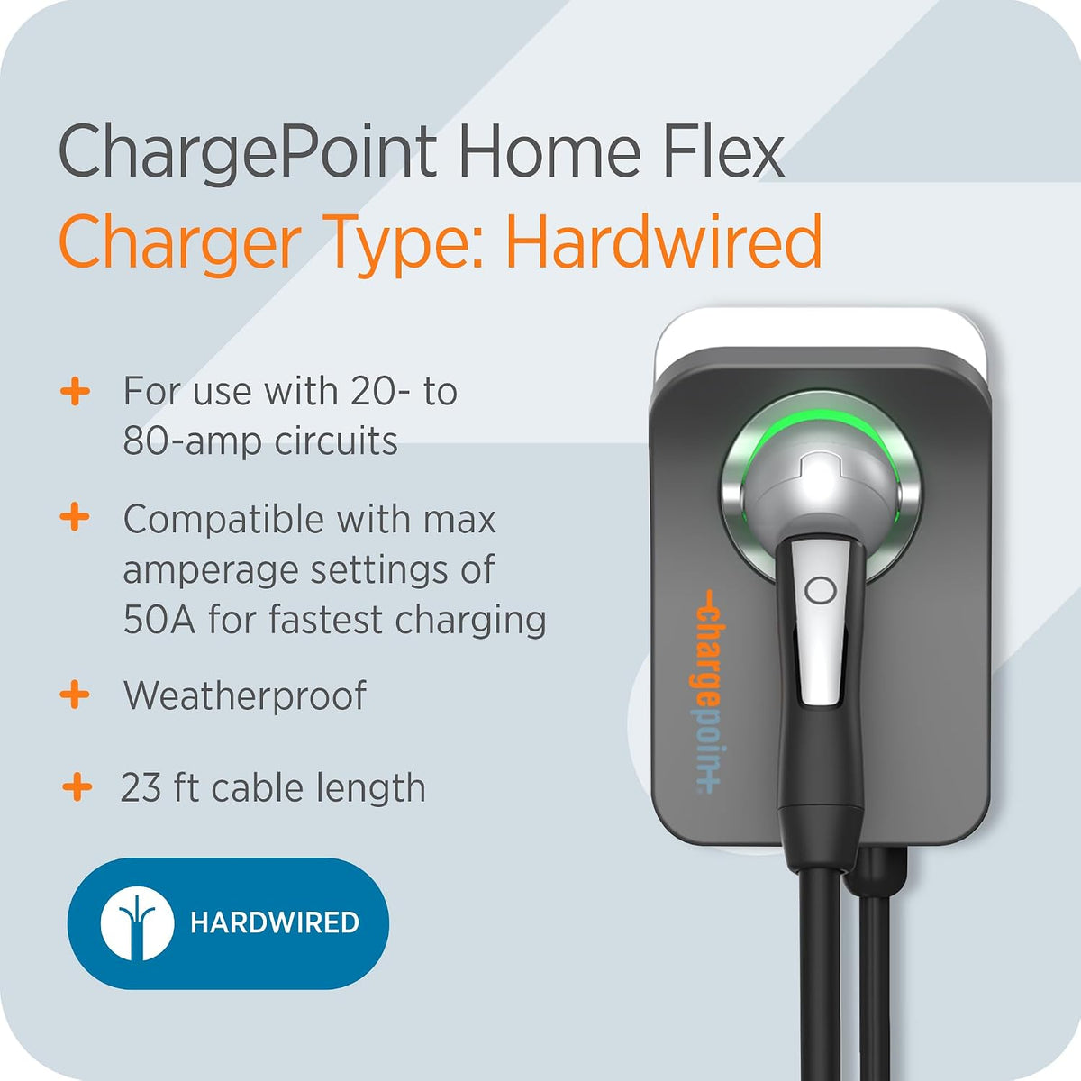 ChargePoint HomeFlex Level 2 EV Charger, Hardwired NACS Charging Station – Tesla Compatible, Fast Charge Solution for Electric Vehicles | Tesla Compatible, Fast Charge Solution for Electric Vehicles