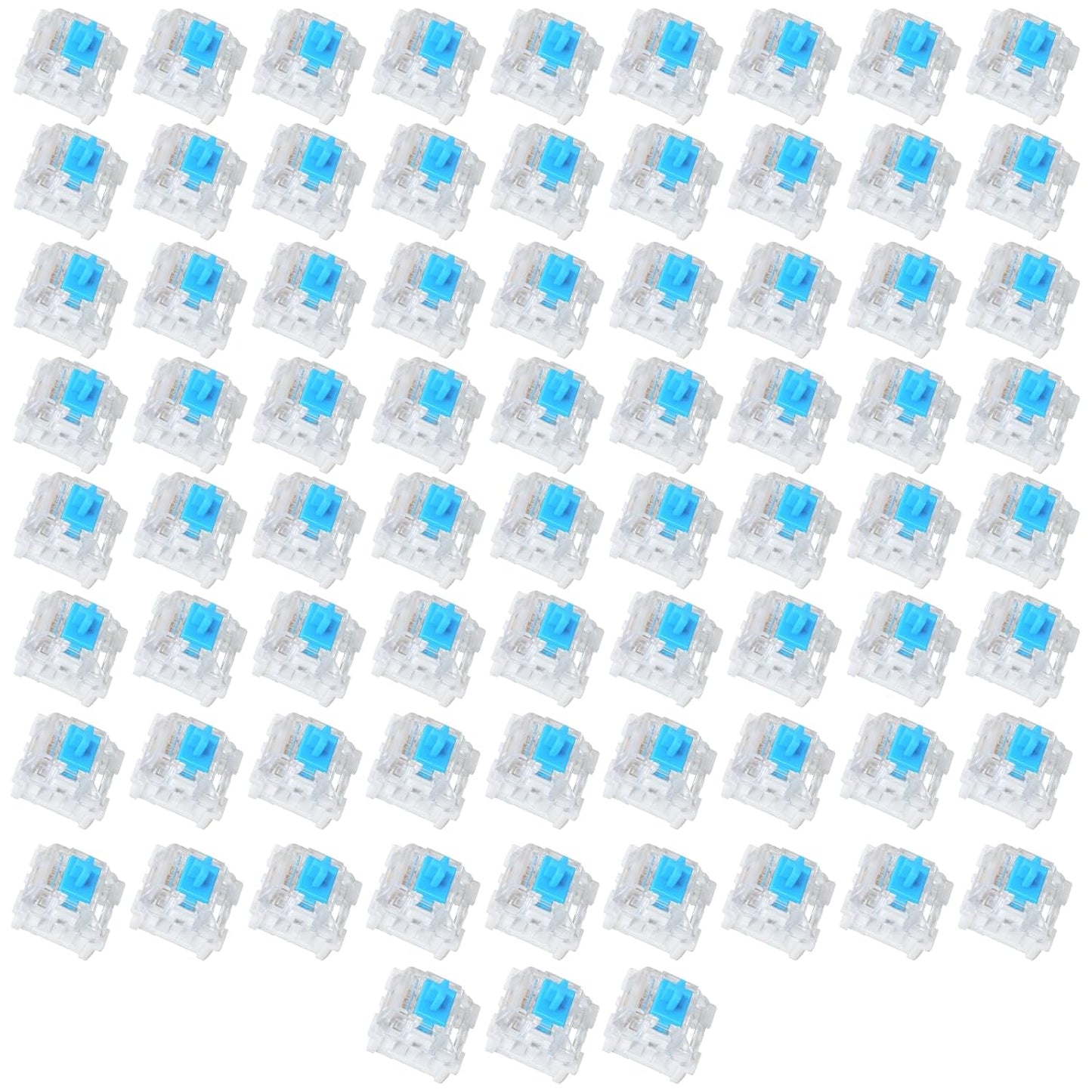 72 Pieces Blue Mechanical Keyboard Switches, 3 Pin Pre-Lubricated Clicky Key Switches, Dustproof and Waterproof Keyboard Accessories for Mechanical Gaming Keyboard