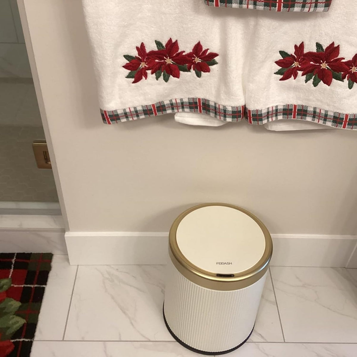 URALFA Bathroom Trash Can with Lid, Automatic Motion Sensor Trash Can