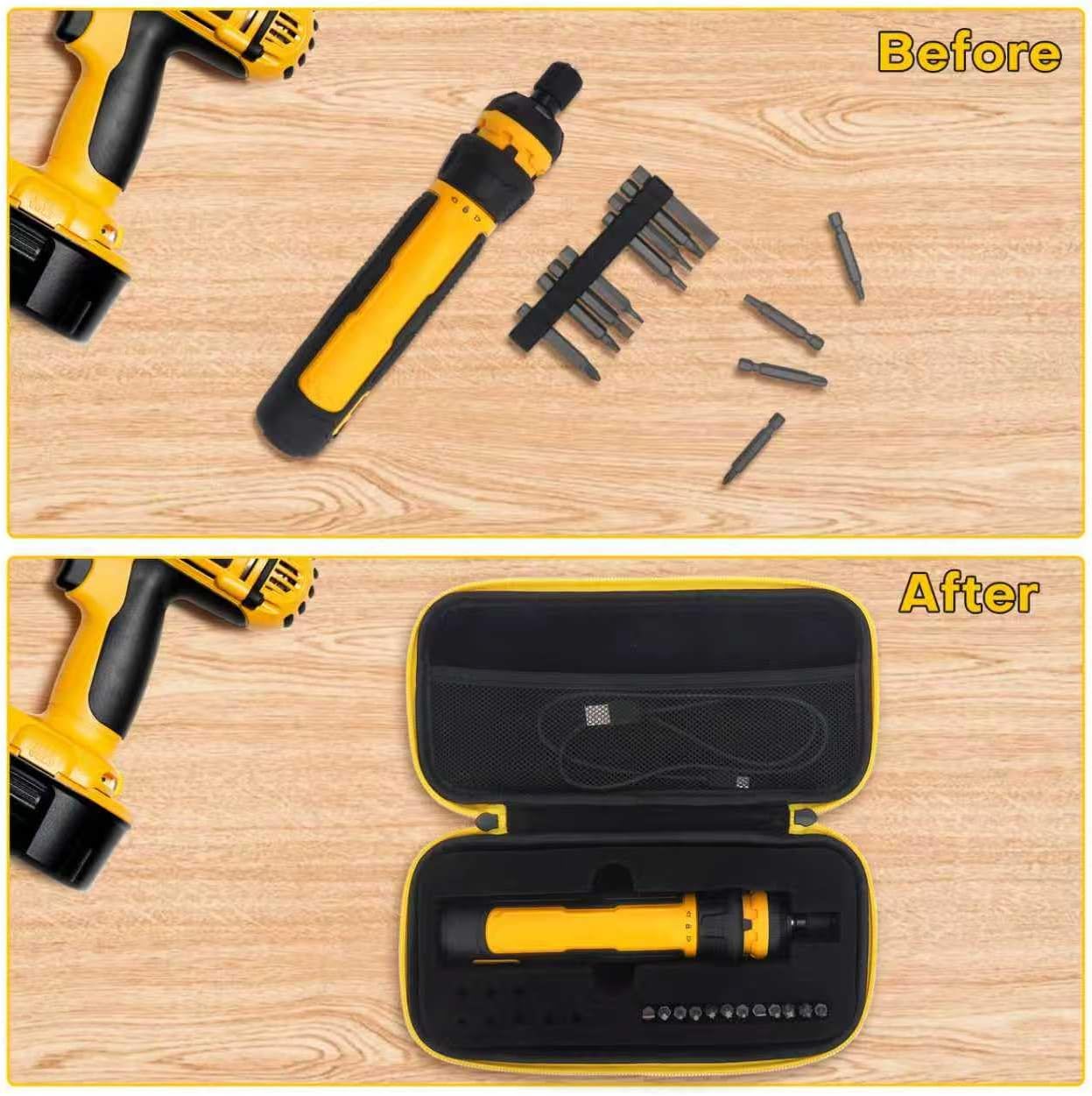YouKnow Travel Case Compatible with DEWALT Cordless Screwdriver (DWHT66719) and Screwdriving Bits with Custom Foam (Only Case) (Black)