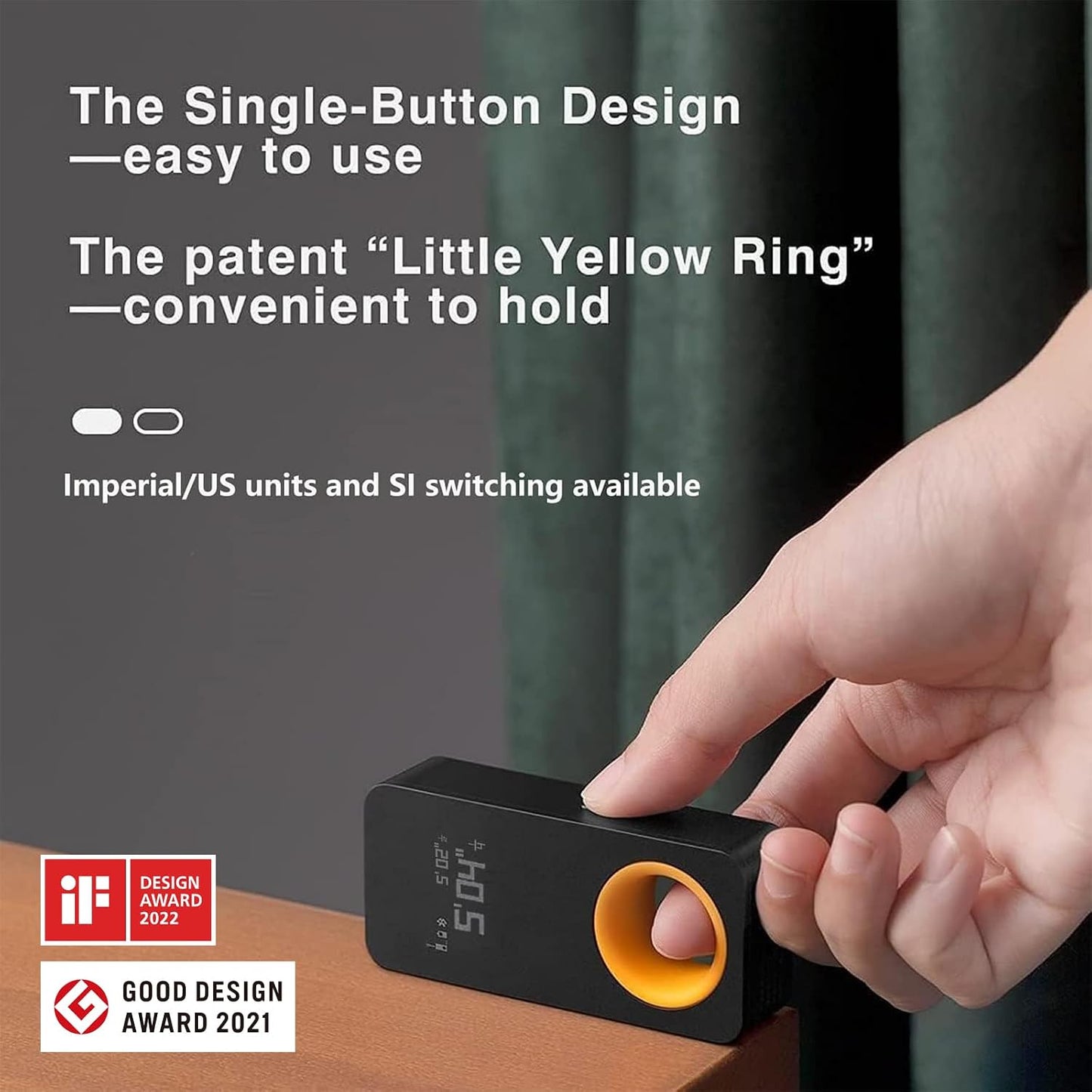 HOTO Pocket-Size Laser Measuring Tool, EDC Gadget Birthday Gift for Men Dad | Keychain-ready Carry Design, 98Ft Laser Tape Measure ±2mm Accuracy, USB-C Rechargeable, OLED Display, Ft/M/in Unit Conversion
