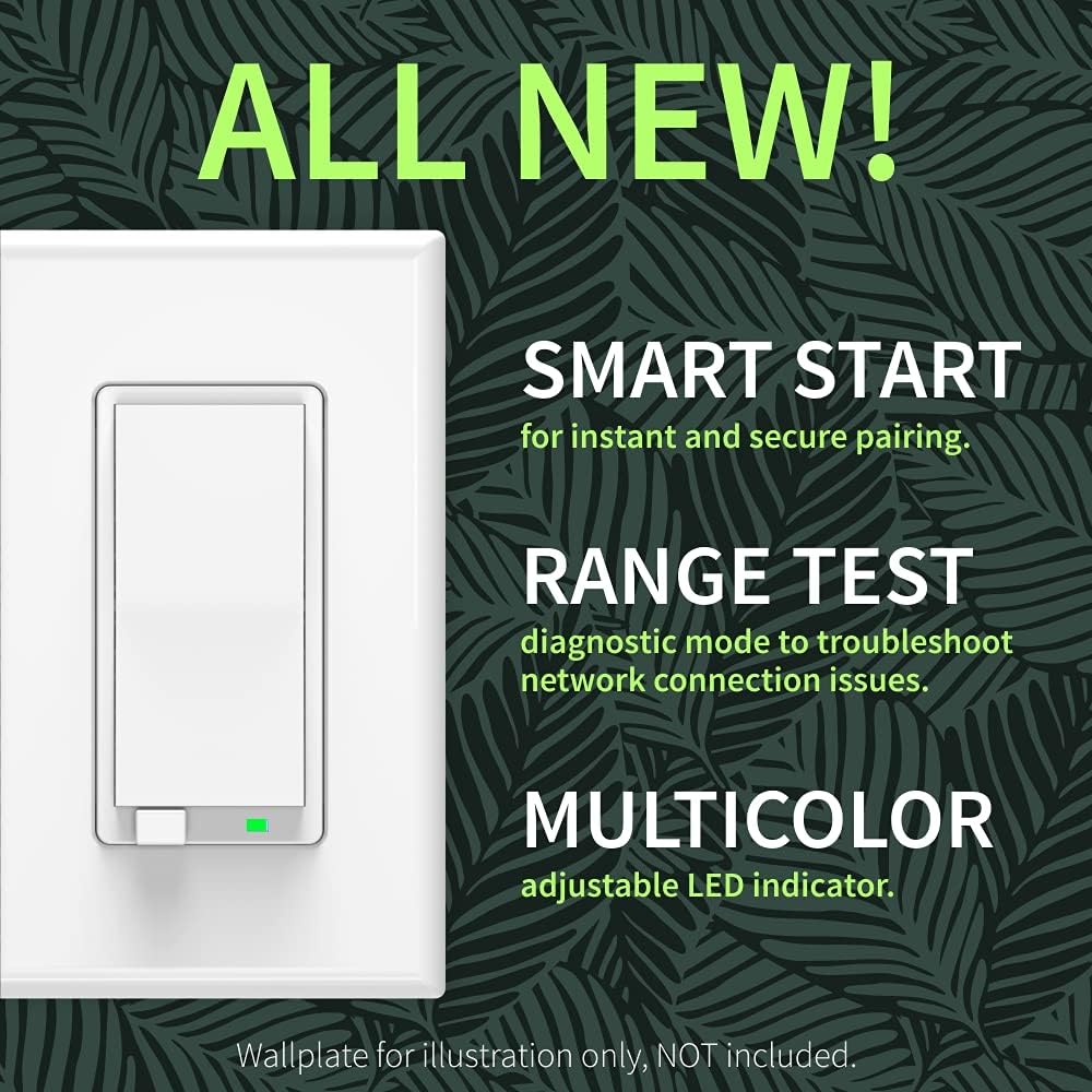 Zooz 800 Series Z-Wave Long Range S2 Dimmer Switch ZEN77 800LR, White | Simple Direct 3-Way and 4-Way Solution (Works with Regular Switches, No Aux Switch Needed) | Z-Wave Hub Required
