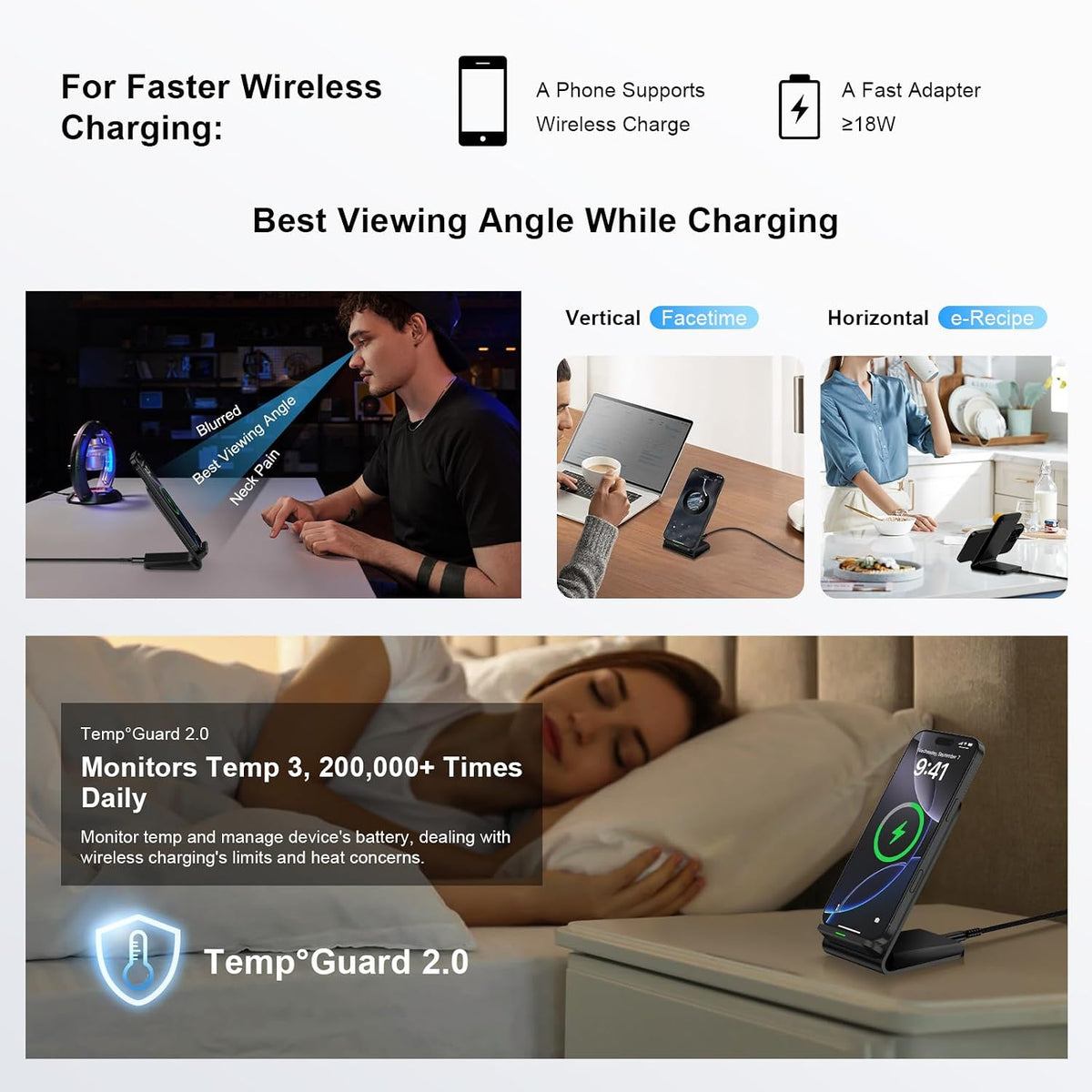 Samsung S25Ultra Wireless Charger Stand Wireless Phone Charger with Adapter