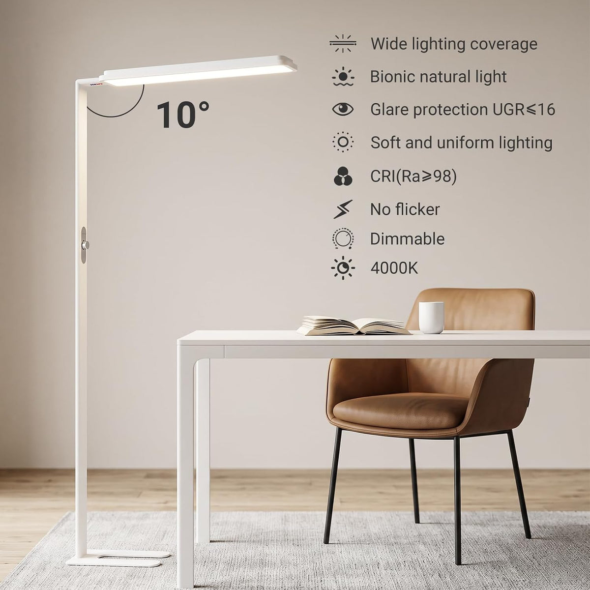 LED Floor Lamp 68inch Standing led Desk Light Eye-Caring Reading Study