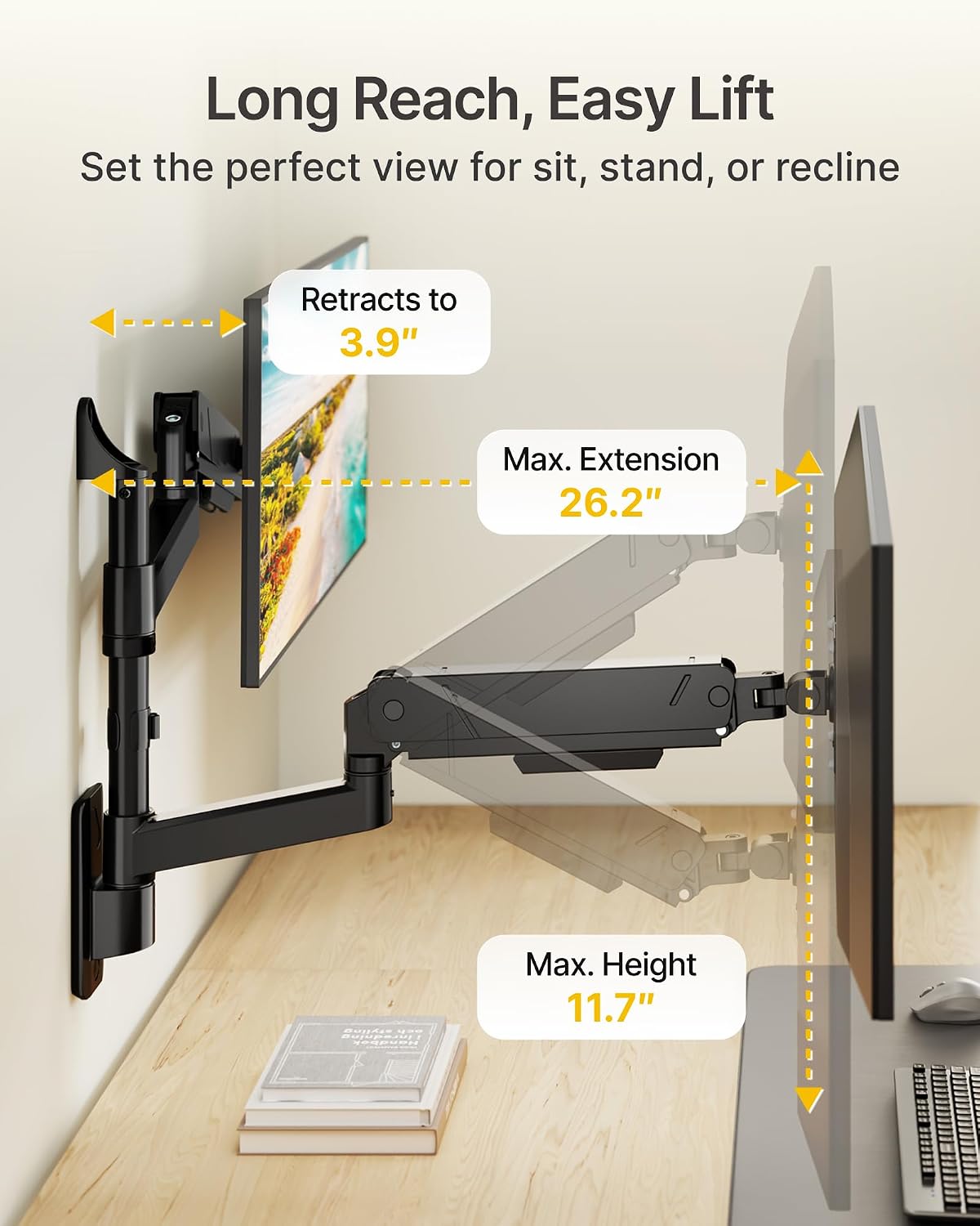 monTEK Vertical Dual Monitor Wall Mount for 17-35" Screens, 35.2 Lbs Each