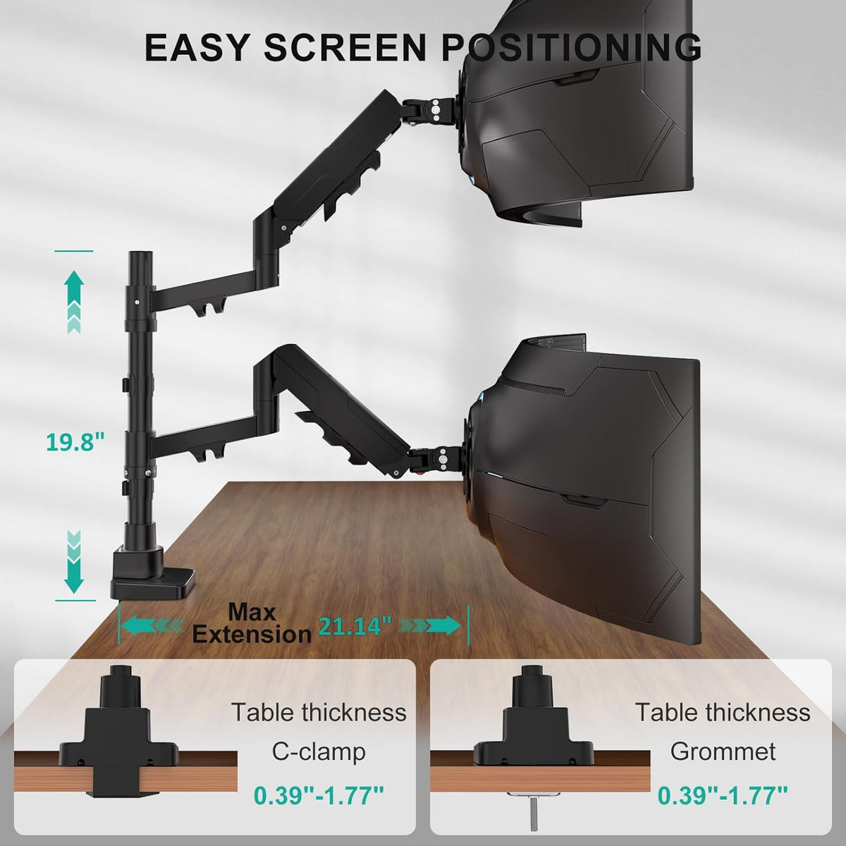 WALI Vertical Dual Monitor Mount for 17-49 inch Curved Screens, up to 33lbs