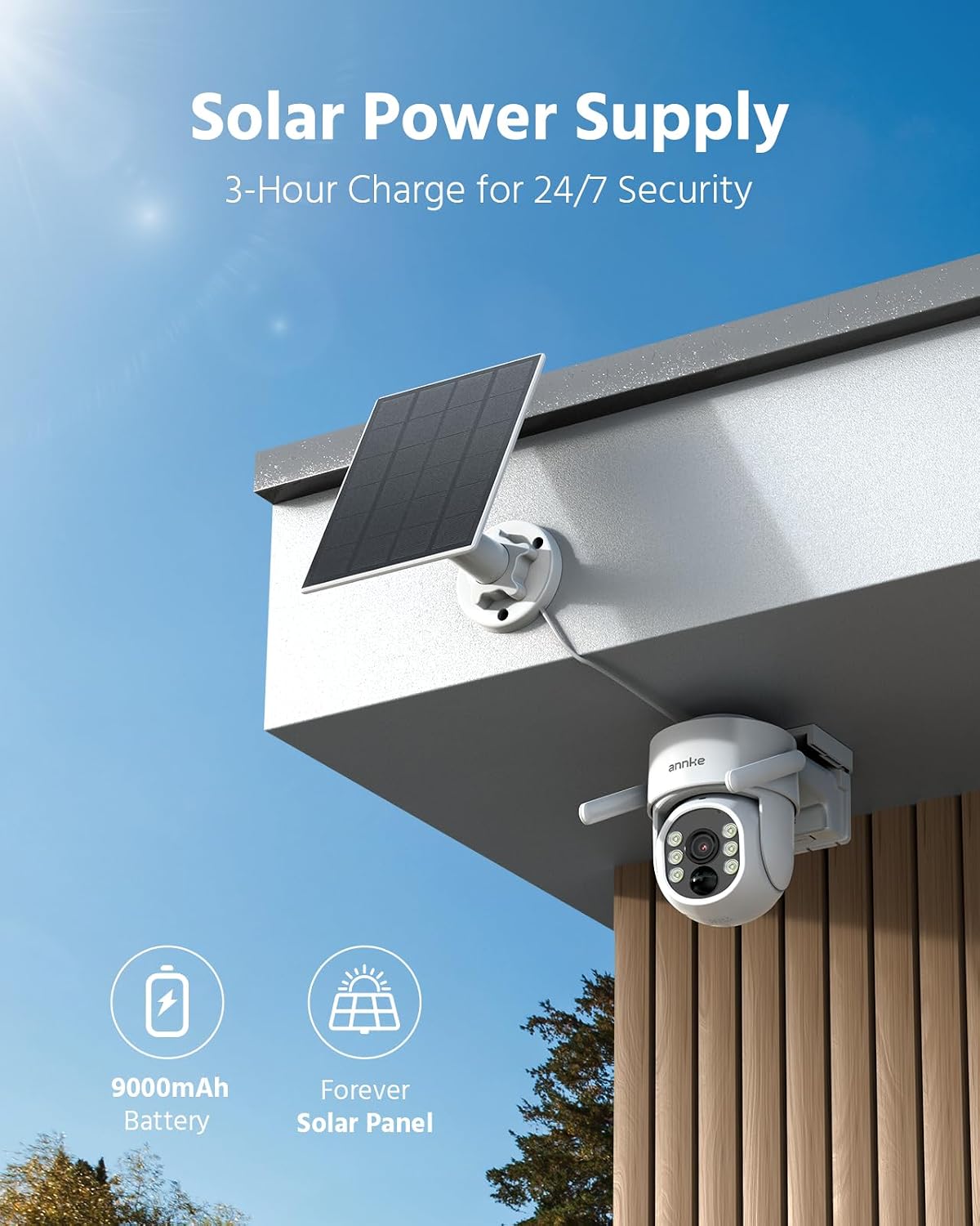 ANNKE 4MP Solar Security Cameras Wireless Outdoor, 4-Cam Home Camera System | 5MP Home Hub with 128GB for Local Storage, 360° View, AI Human Detection, Color Night Vision, Two-Way Audio, Dual-Band Wi-Fi