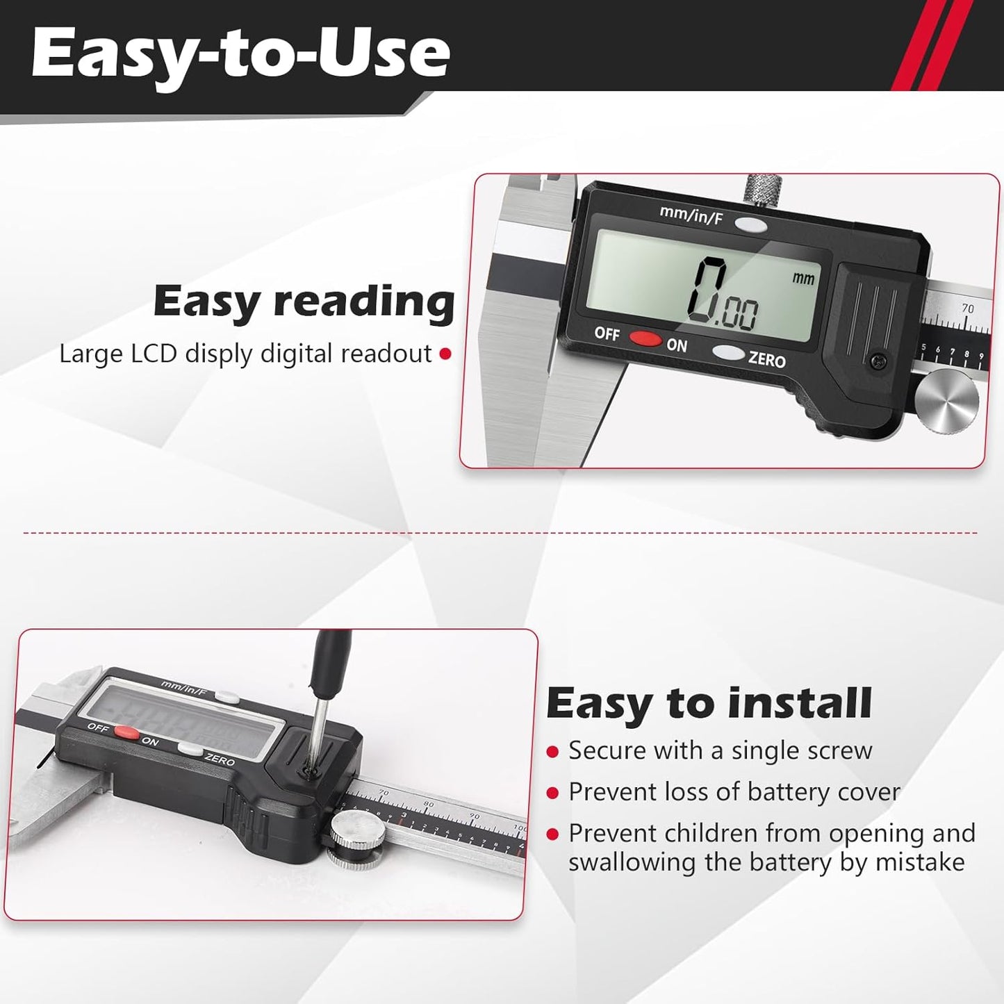 Digital Caliper 0-6 Inch, Stainless Steel Measuring Tool