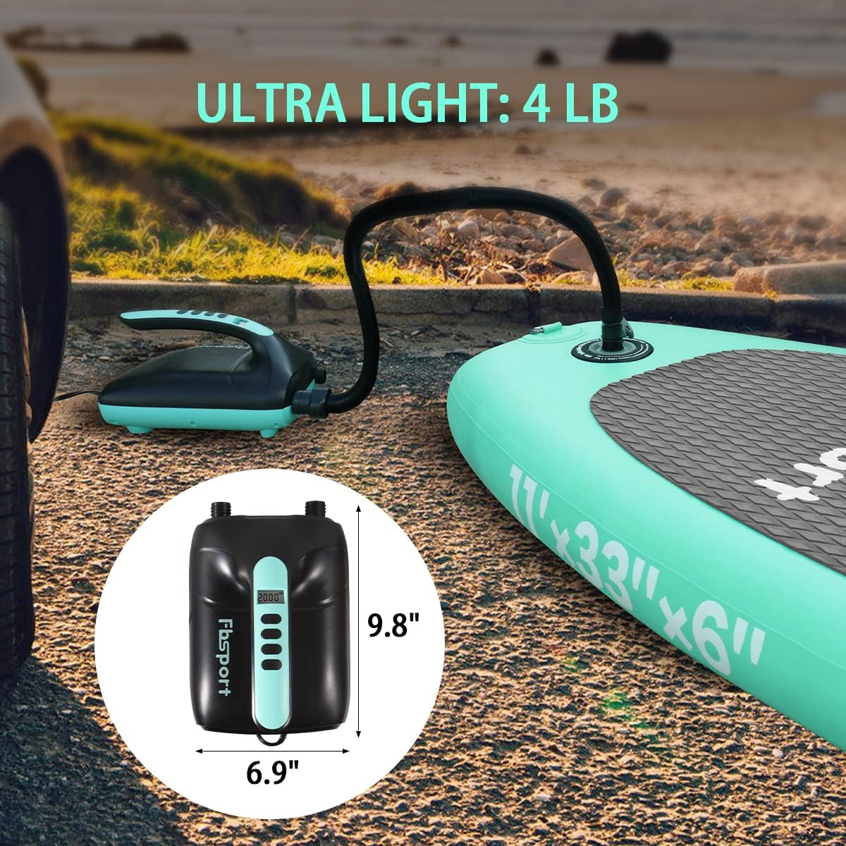 Electric Paddle Board Pump, 20PSI SUP Air Pump with Inflation & Deflation Functions & 12V DC Car Connector, Portable Quick Inflator for Inflatable Paddleboard, Kayaks, Boats and Air Mattresses