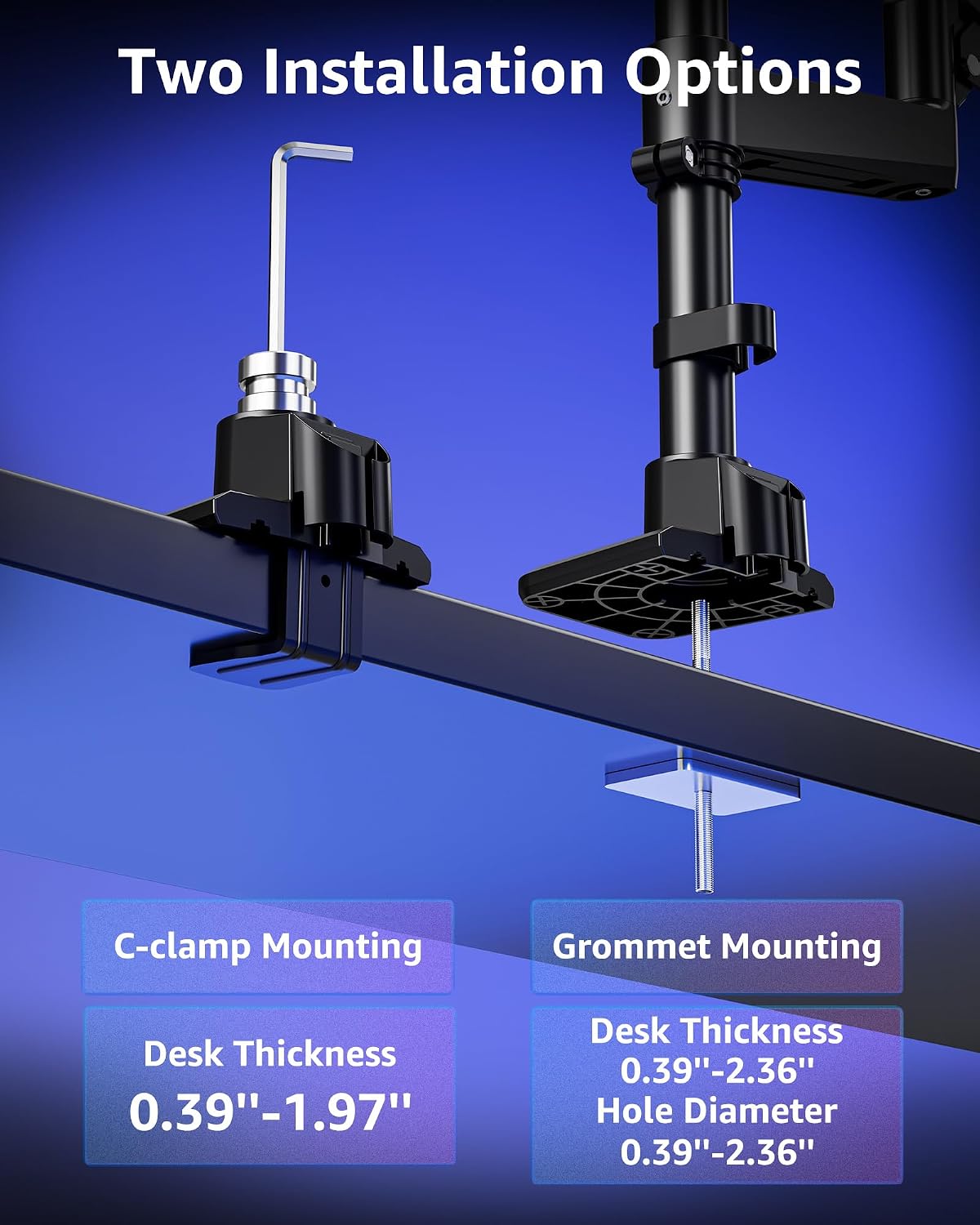 MOUNTUP Dual Monitor Stand Fits 49 45 42 40 39 34 32 Inch Screens, Heavy Duty Dual Monitor Arm Holds 7.7-44 lbs, Vertical Stacked Monitors Mount, Full Motion, Height Adjustable, VESA Mount