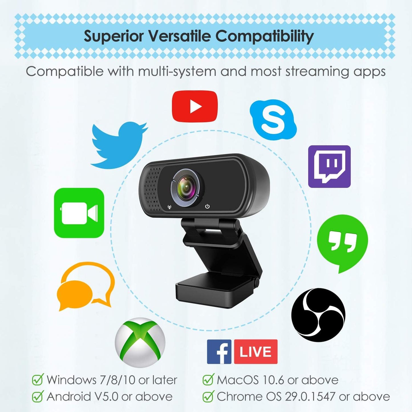 ToLuLu 1080P Webcam with Microphone, HD Webcam Web Camera with Tripod Stand | Widescreen USB Computer Camera, Streaming Mic Web cam for Online Calling/Conferencing,Facetime/YouTube Desktop Laptop PC