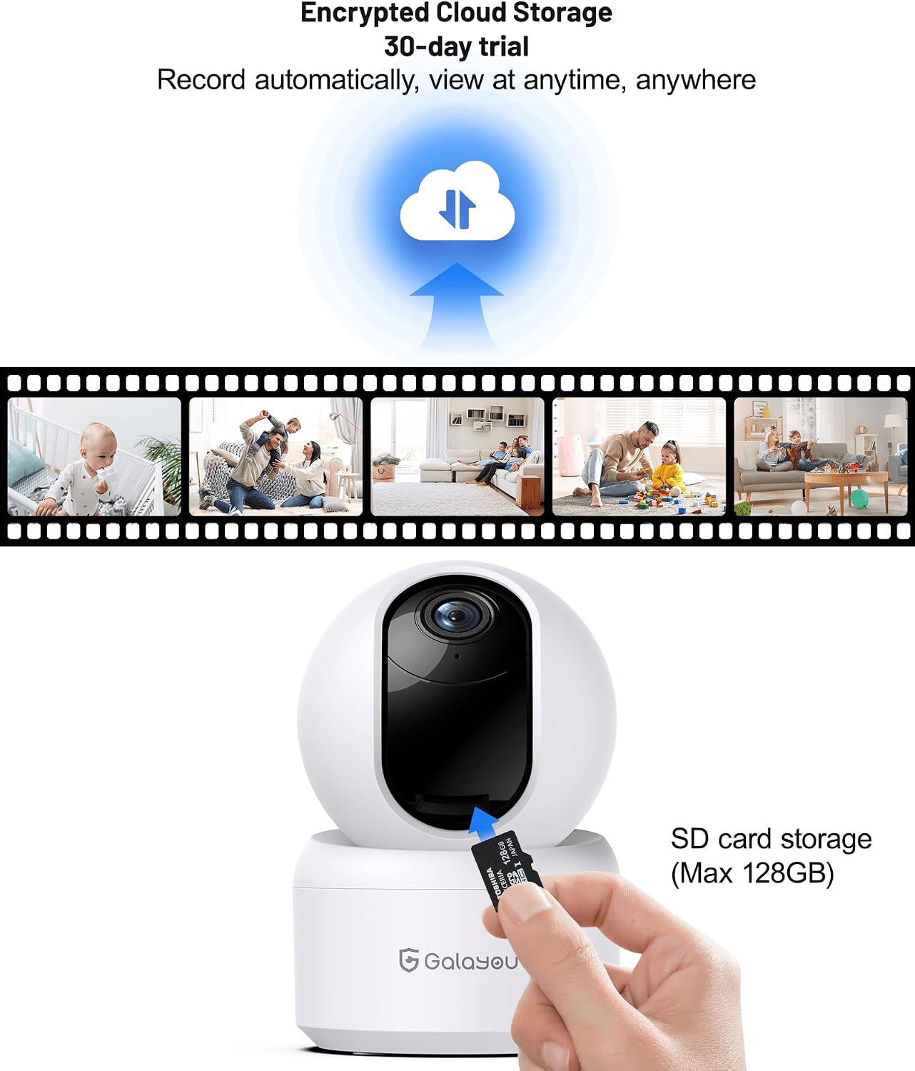 GALAYOU Indoor Cameras for Home Security/Baby Monitoring in 2K, G2 2Pack | Pet/Nanny Camera/Baby Monitor with Night Vision, Siren, 24/7 TF Card Storage, PTZ, Two-Way Talk, Wired Plug, 2.4Ghz Wi-Fi