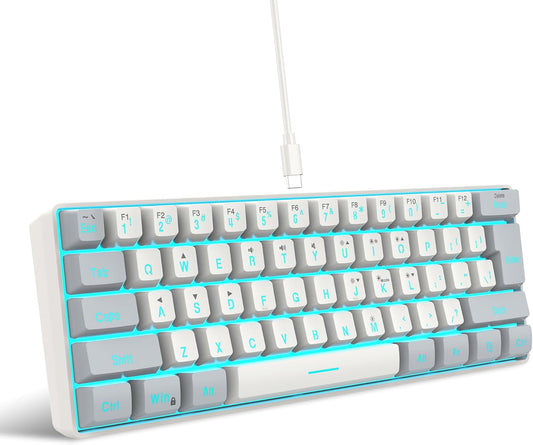 Snpurdiri 60% Wired Gaming Keyboard, 61 Keys RGB (Grey-White)