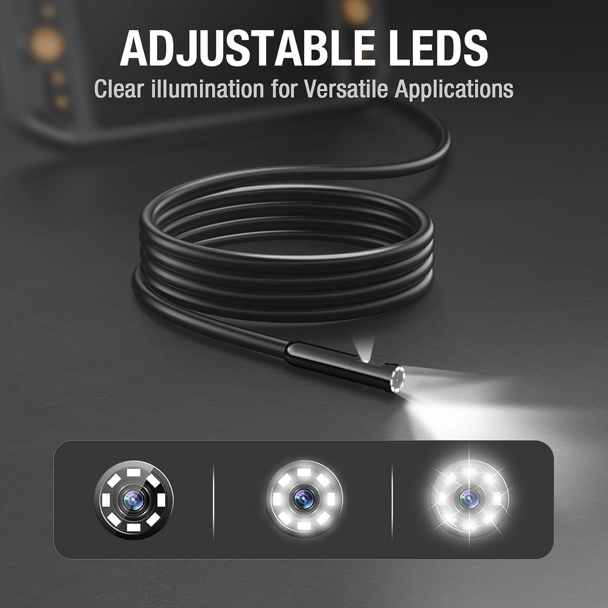Teslong Dual Lens Borescope with Light for Automotive Mechanic Wall Vent | 0.32 inch Endoscope, 4.3" IPS Screen, 16.5FT Cable, 1.0MP HD, 8+1 LED Lights, IP67 Waterproof, 1500mAh Battery, 1.5x Zoom