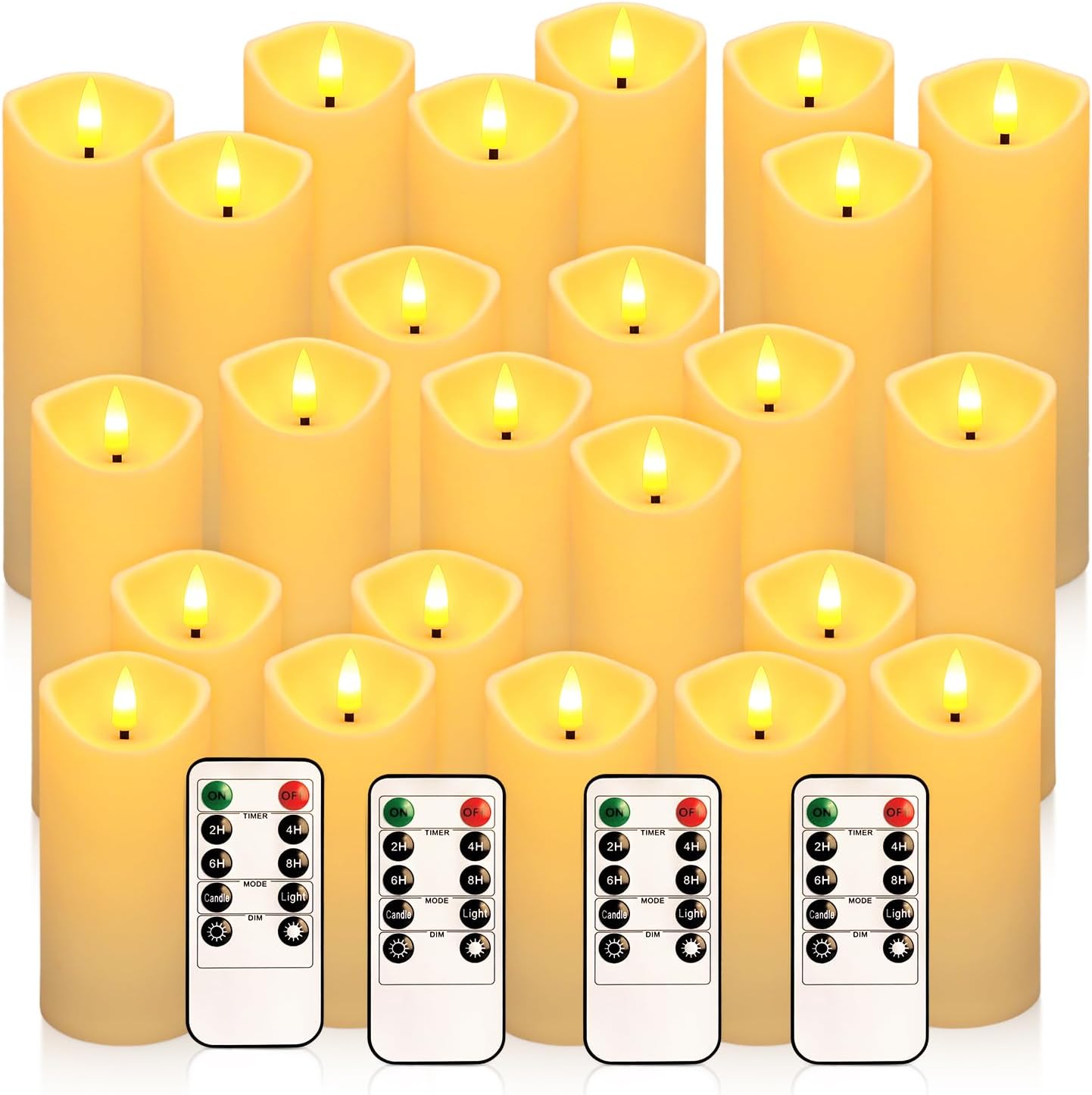 YOROXRG 24 Pack Christmas Decoration Flickering Flameless Candles, Battery Operated Candles,LED Candles for Home Decor,Wedding,Halloween,Birthday,Valentine'sDay (D2.2 xH 5" 6" 7" Ivory)