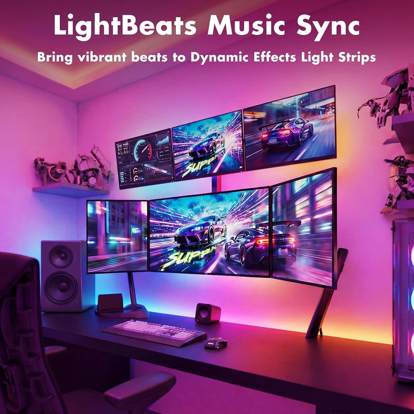 IC Smart RGB LED Strip Lights, 65.6FT LED Lights for Bedroom, App Control/Remote Control, Music Sync, DIY Design, Rainbow Chasing Effects, Strip Lights for Home, Party Decor