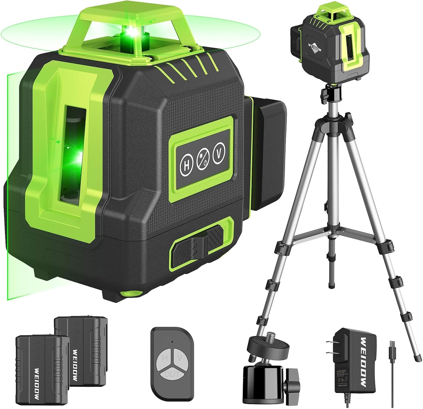 WEIDDW Laser Level 360° Green Cross Line Self Leveling Laser Measuring Tool