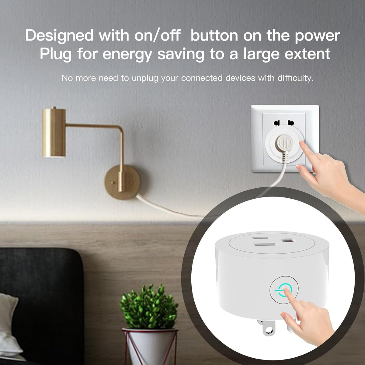 MOES Smart Dimmer Plug 2 Pack, Plug in Lamp Dimmer Outlet for Dimmable LED, CFL, Halogen and Incandescent Bulbs, Brightness Adjust Socket, Tuya App Control, Work with Alexa and Google, 2.4GHz WiFi