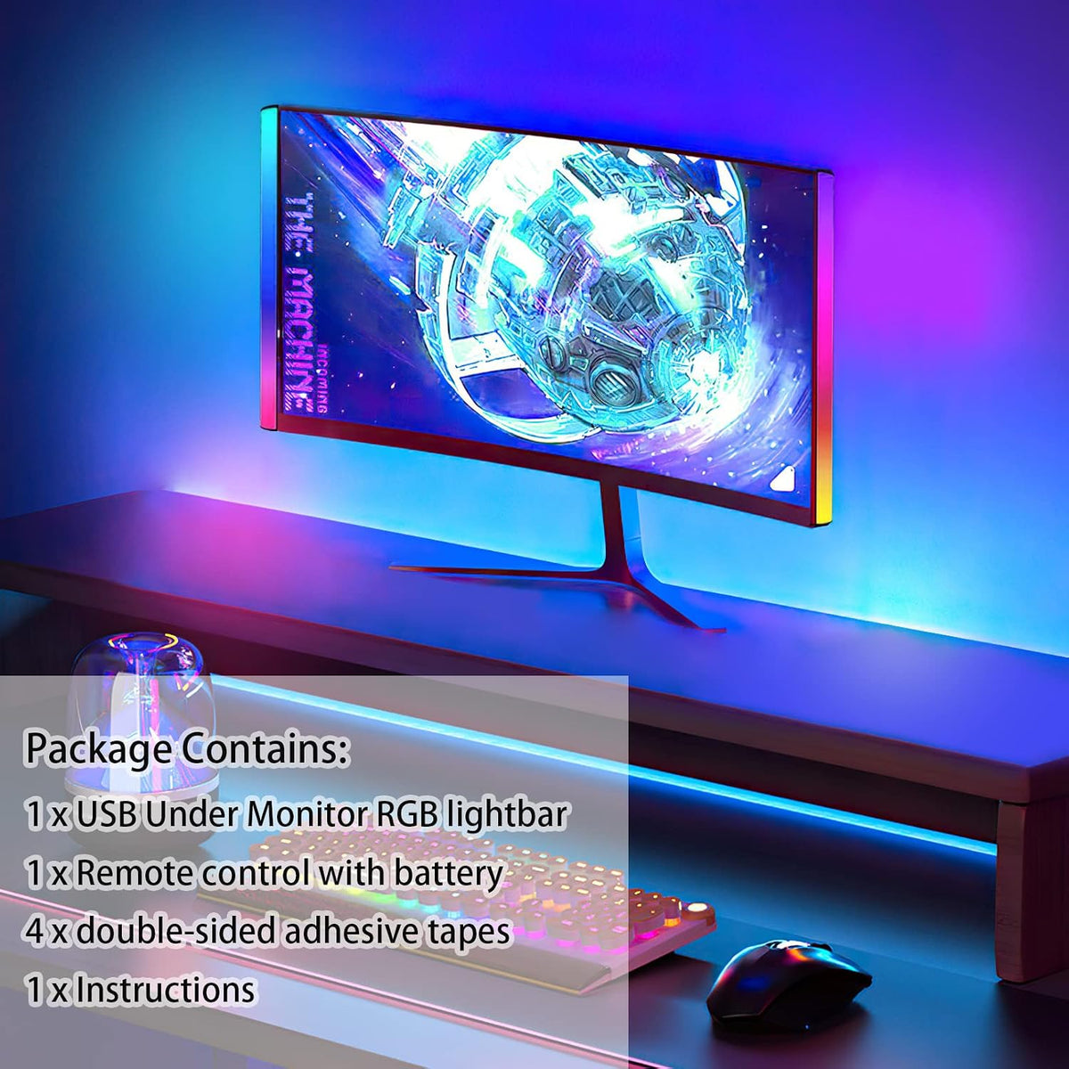 RGB Under Monitor Light Bar, 30cm
