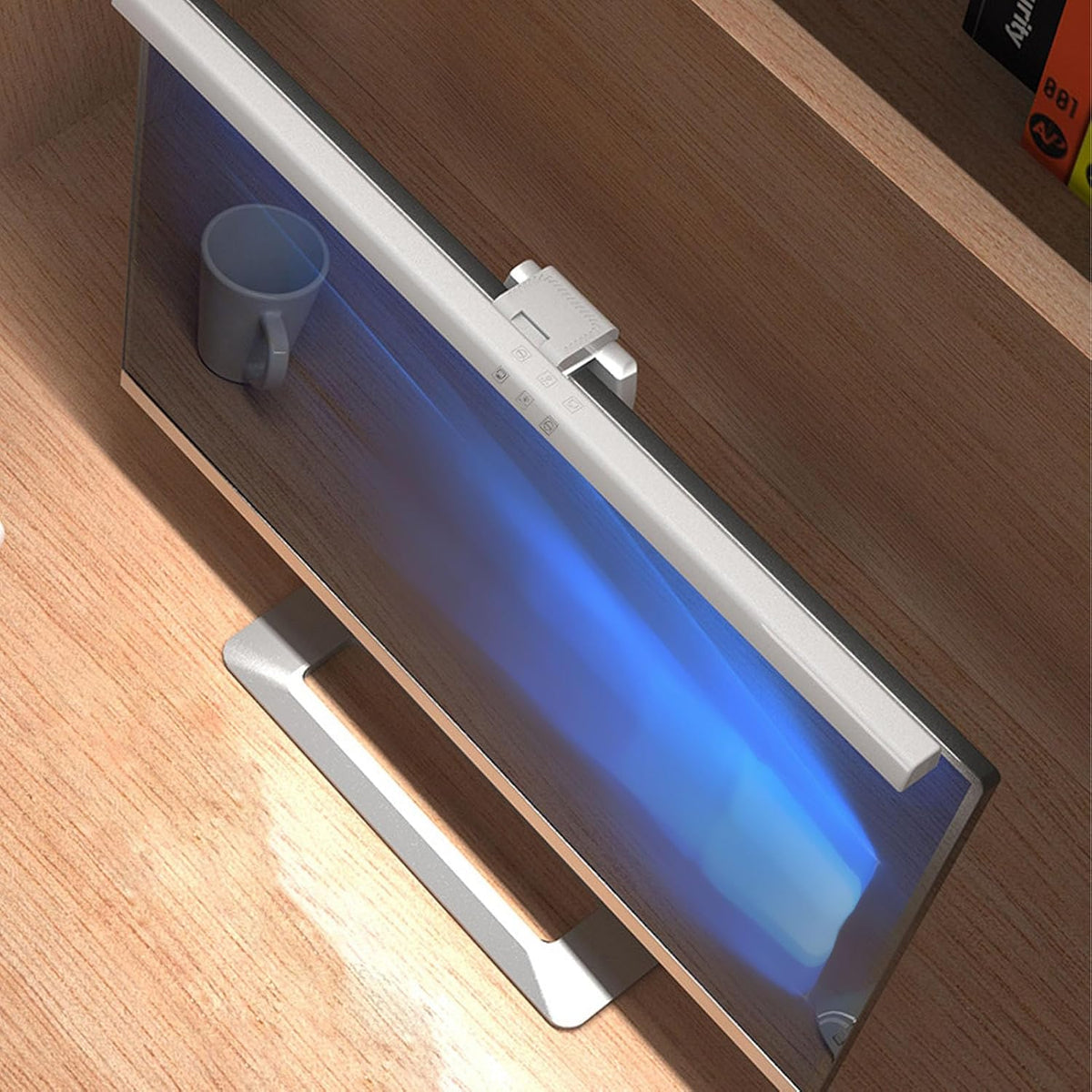 Pomya LED Computer Monitor Lamp, Computer Monitor Light Bar 3 Color Temperature ABS for Home (White)