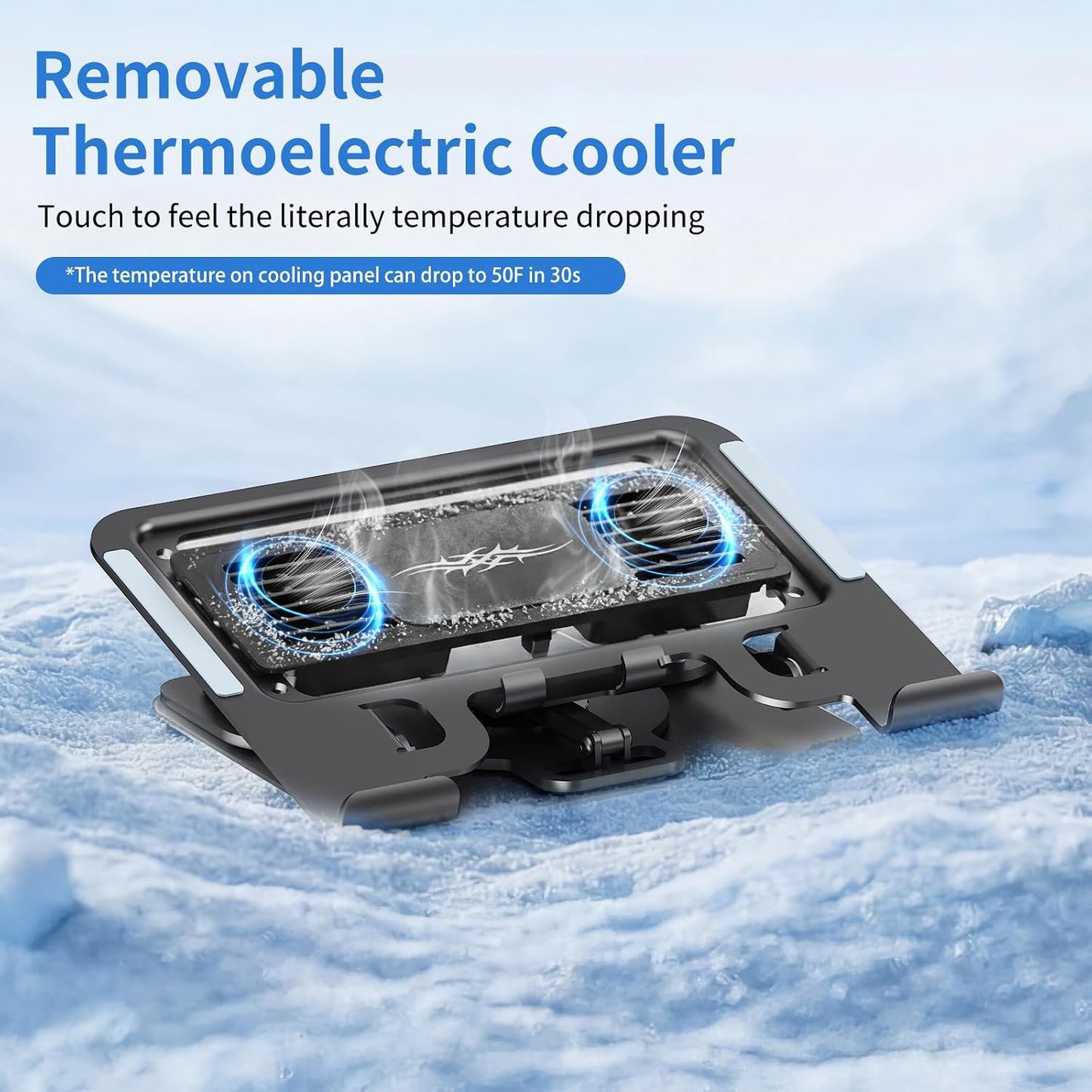 Laptop Cooling Pad with Detachable Fan & Cooler, 2-in-1 Laptop & Phone Stand, Adjustable Angle, 360° Rotatable Base, Carbon Steel, Ultra-Quiet & Super Sturdy for Laptop (Black)