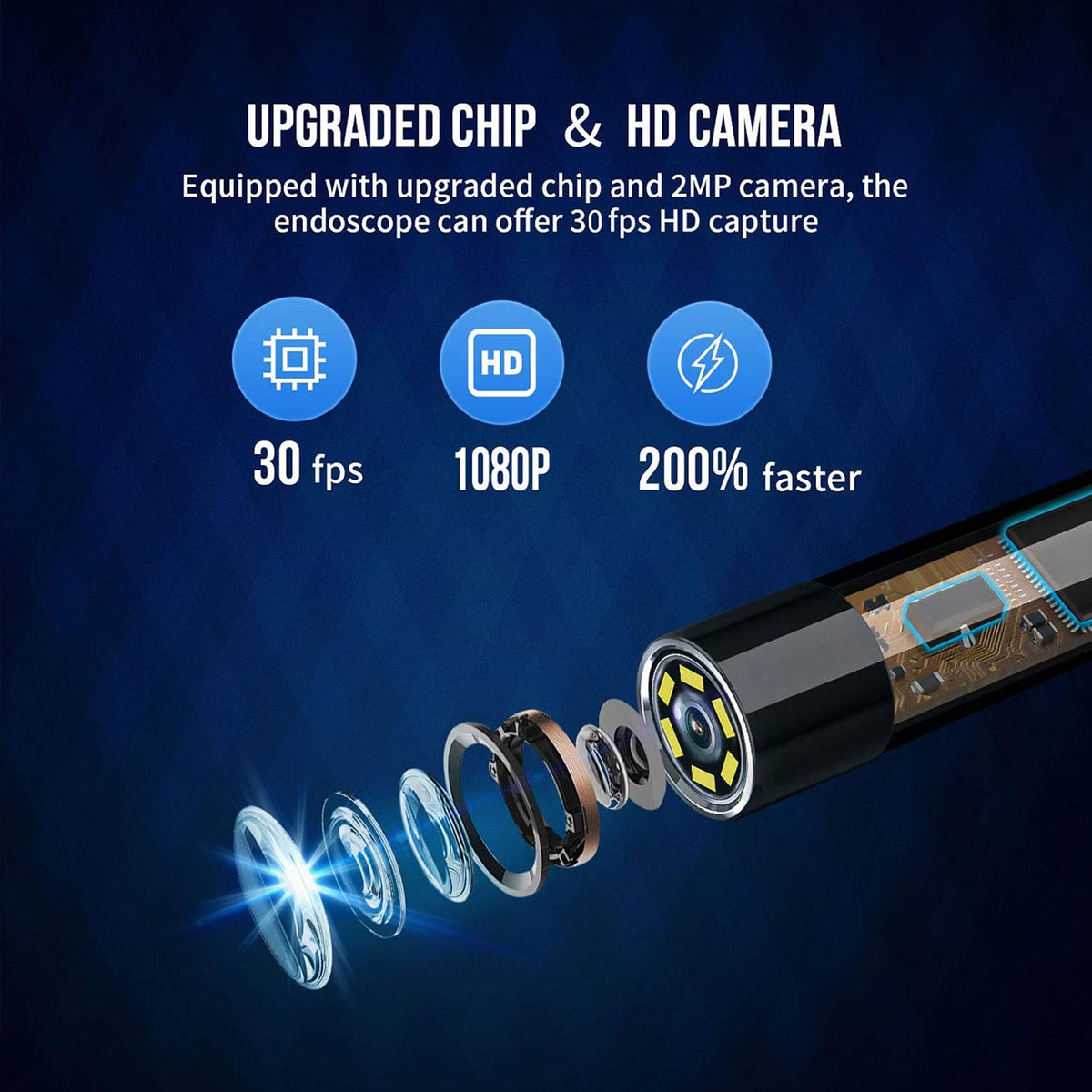 5.5mm Endoscope,1080P HD Borescope Inspection Camera with Light | Snake Camera for iPhone & Android, 5FT Flexible Cable, IP67 Waterproof, for Automotive HVAC Mechanic, Tools for Men