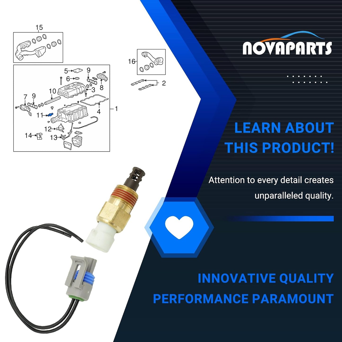 NOVAPARTS 25036751 Intake Air Temperature Sensor IAT/MAT/ACT for GMC Chevy Cadillac Oldsmobile Pontiac 25037334 25037034 213-192 213-190 25037225