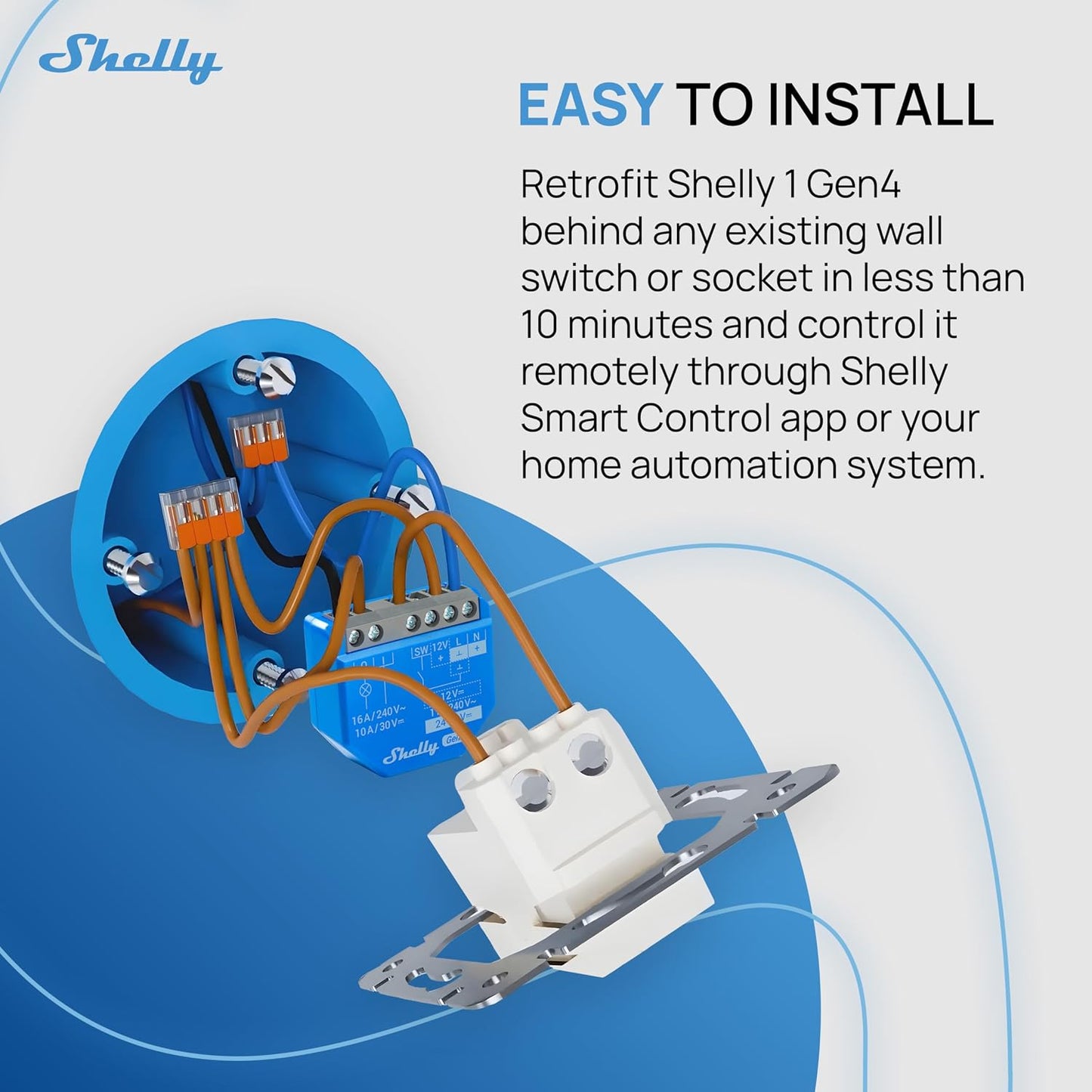 Shelly 1 Gen4 | Wi-Fi, Zigbee & Matter Smart Relay Switch with Dry Contacts, 1-Channel 16A | Home Automation | Alexa, SmartThings, Google Home, Apple HomeKit Compatible | Garage Door Opener (2 Pack)