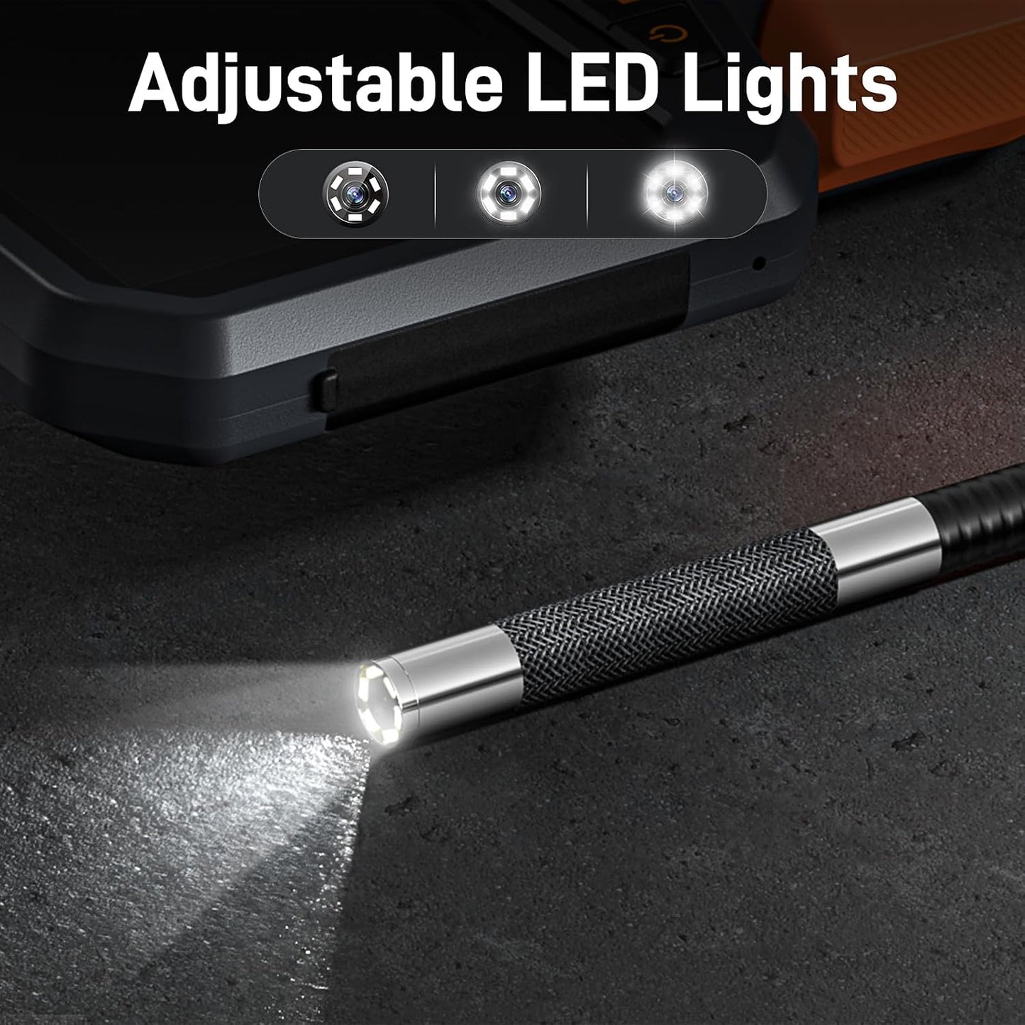 Teslong 10FT Articulating Borescope for Mechanic Automotive HVAC Wall Drain | 0.25inch Endoscope, 2.0MP HD Camera, 6 LED Lights, 210° Articulation, 4.5" IPS Screen, 32GB, IP67 Waterproof, Carrying Case