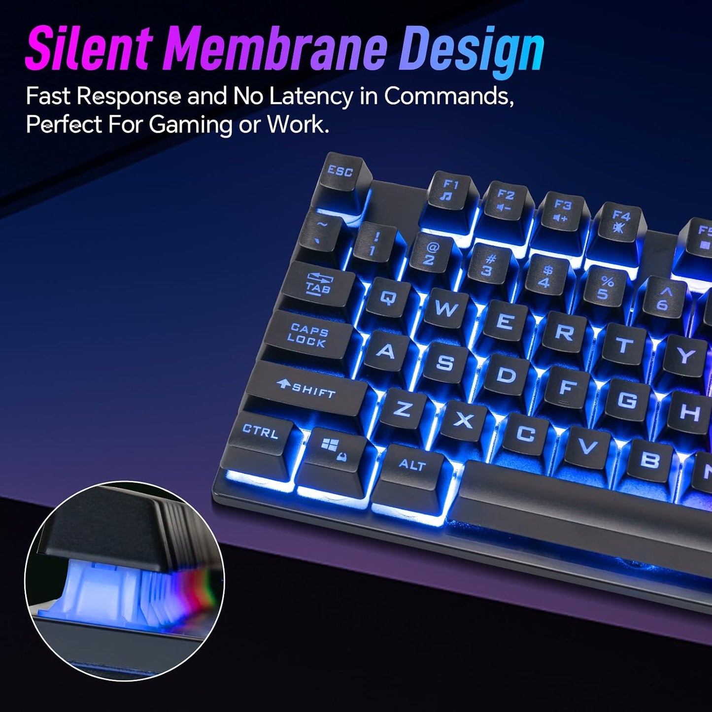 Wired Gaming Keyboard, 104 Keys Full Size, Light Up Keyboard for PC Mac Laptop Desktop