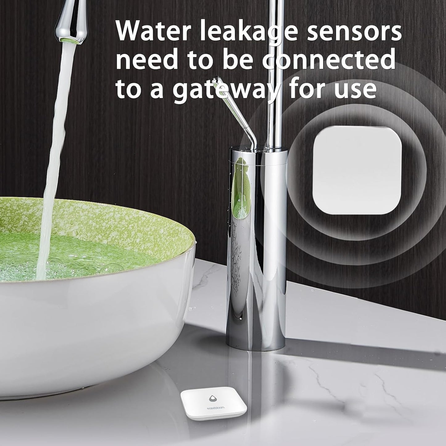 Water Leak Detector for Home, Hub & Mini Sensor 4-Pack | App Notifications, For Kitchen/Bathroom, Smart Water Leak Sensor