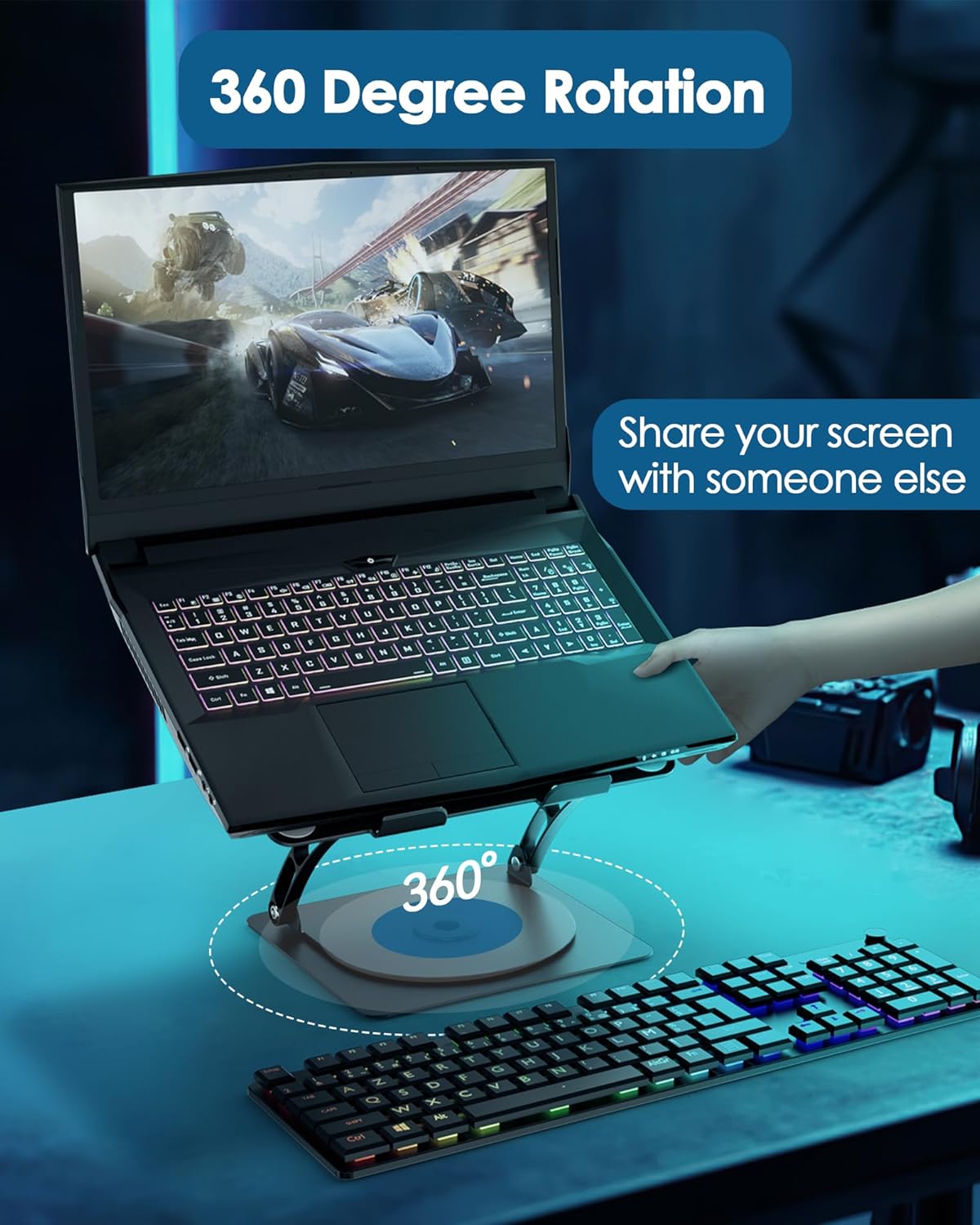 SHUWEI Gaming Laptop Cooling Pad with 360° Rotating, Fits 17.3'' Notebook