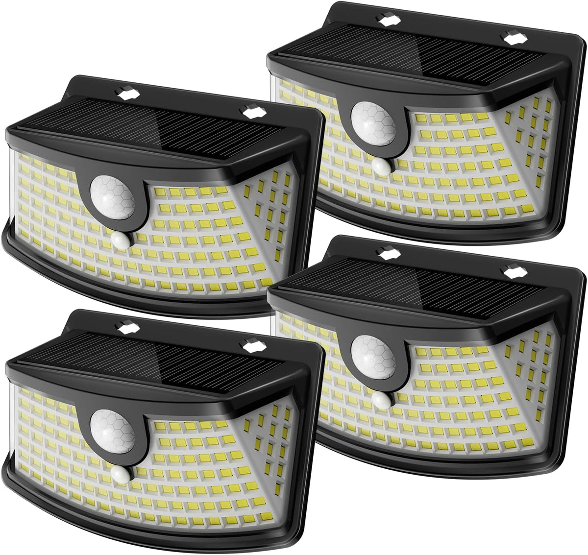 Aootek Solar Motion Sensor Lights Outdoor 120 LEDs, Black, 4 Pack