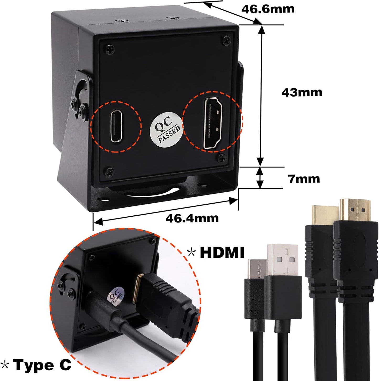 ELP 4K HDMI USB Camera Wide Angle PC Camera for Computer Monitor Simultaneously Output Mini UVC USB2.0 Webcam 2X Digital Zoom H.264 8mp USB Security Camera (120degree no Distortion Lens)