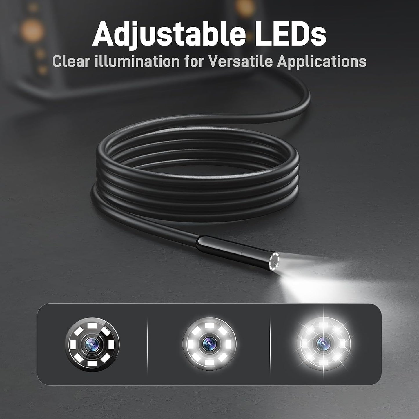 Teslong Borescope Camera with Light for Automotive Mechanic Plumbing Wall | 0.32 inch Endoscope, 16.5FT Cable, 4.3-inch Screen, 8 LED Lights, IP67 Waterproof, 1500mAh Battery, 1.5x Zoom