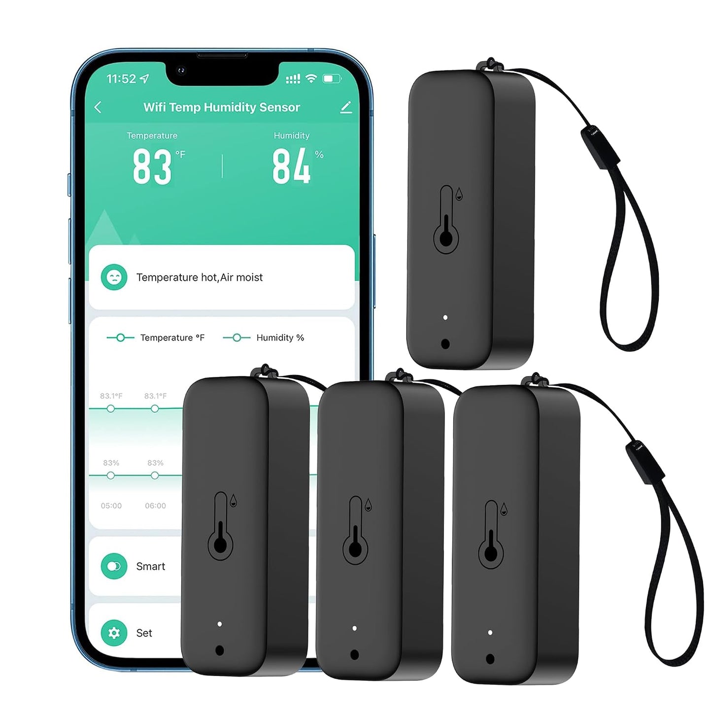 WiFi Thermometer Hygrometer: Smart Temperature Humidity Sensor with App Notification Alert, Data Storage Export, Calibrated Indoor Temperature Monitor, for Room Greenhouse Wine Cellar (1-Pack White)