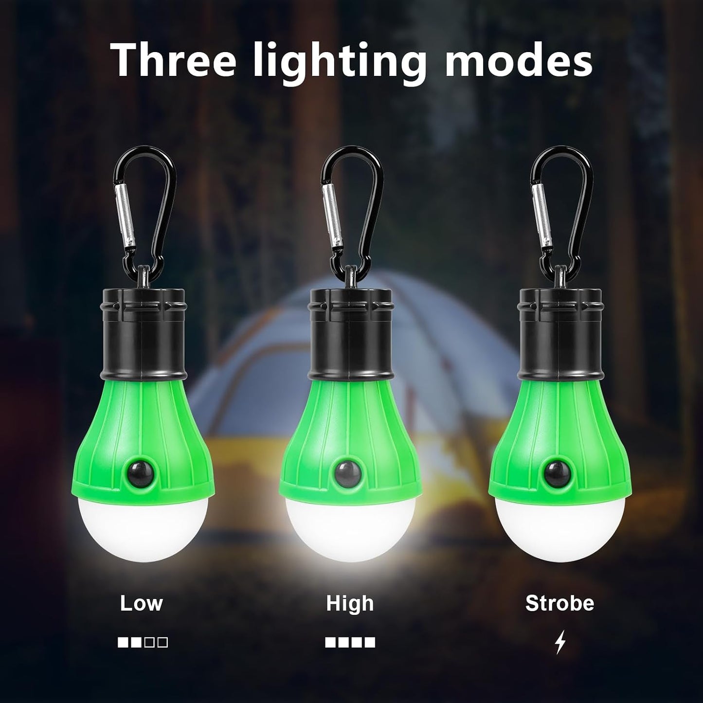 Jarxin Led Camping Lantern USB Rechargeable,Outdoor Tent Lights | Camping Hanging,with Clip Hook Camping Flashlight (4 Packs Black)
