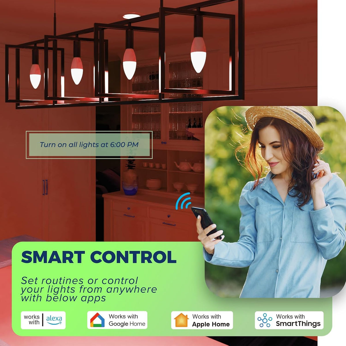 Lightinginside Matter Smart E12 LED Bulbs 60W, RGBCW Candelabra Light Bulbs