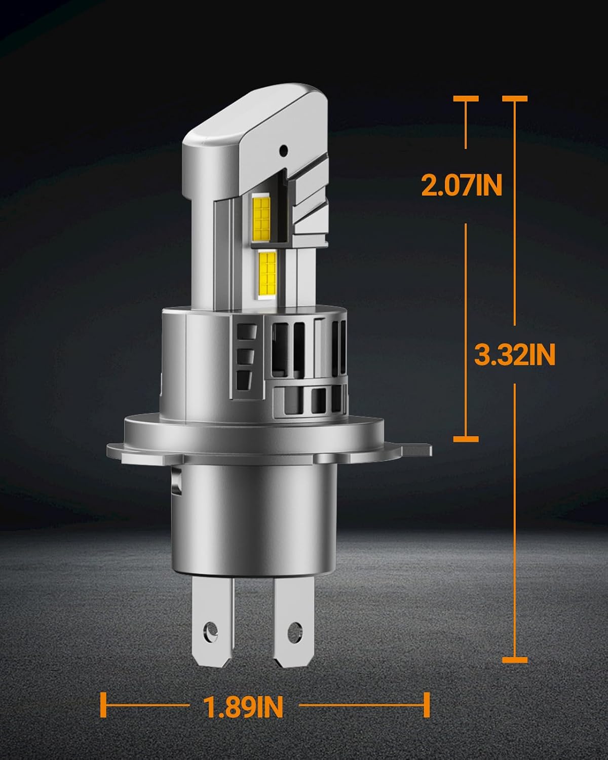 SEALIGHT H4/9003/HB2 Fog Light Bulbs, 50000LM 6500K Cool White, 1:1 Mini Size, H4 Bulb with 13000RPM Cooling Fan, 3 Mins Plug-N-Play, IP67 Waterproof Non-polarity, Pack of 2