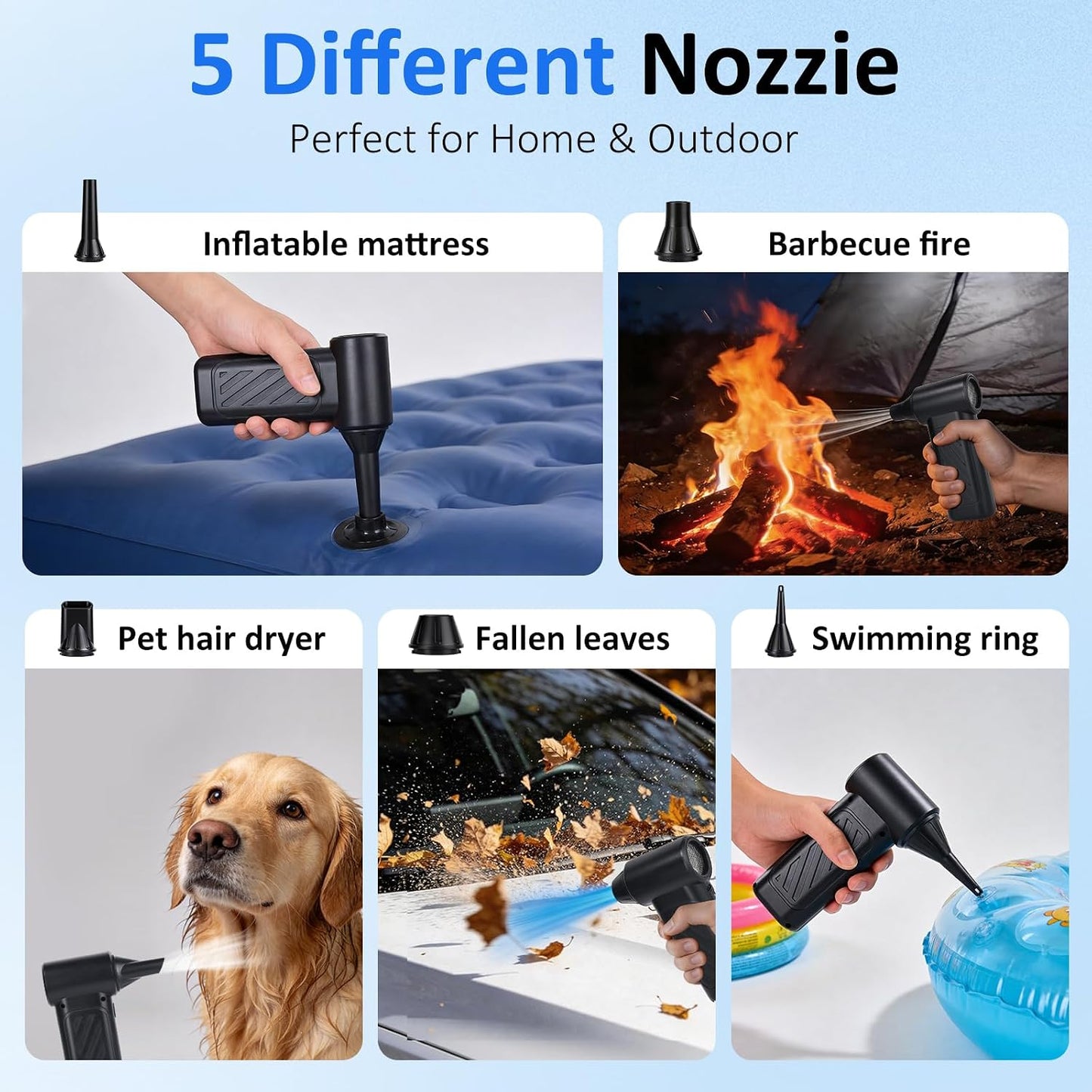 Compressed Air Duster, 130,000RPM Ultra-Powerful Cordless Electric Air Duster with 4000mAh Rechargeable Battery, 3-Gear Adjustable Air Blower for Keyboard, Computer, Car, Home Cleaning