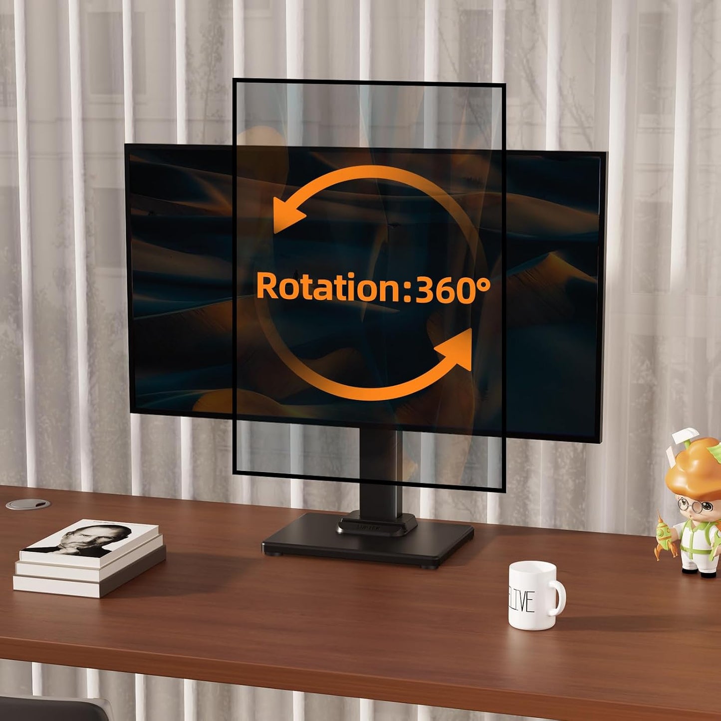 Suptek Single LCD Monitor Stand Mount Riser for 13-43 Inch Screen | Holds up to 44lbs, Free-Standing, Swivel, Height Adjustable, Rotation, 50-100mm VESA Base