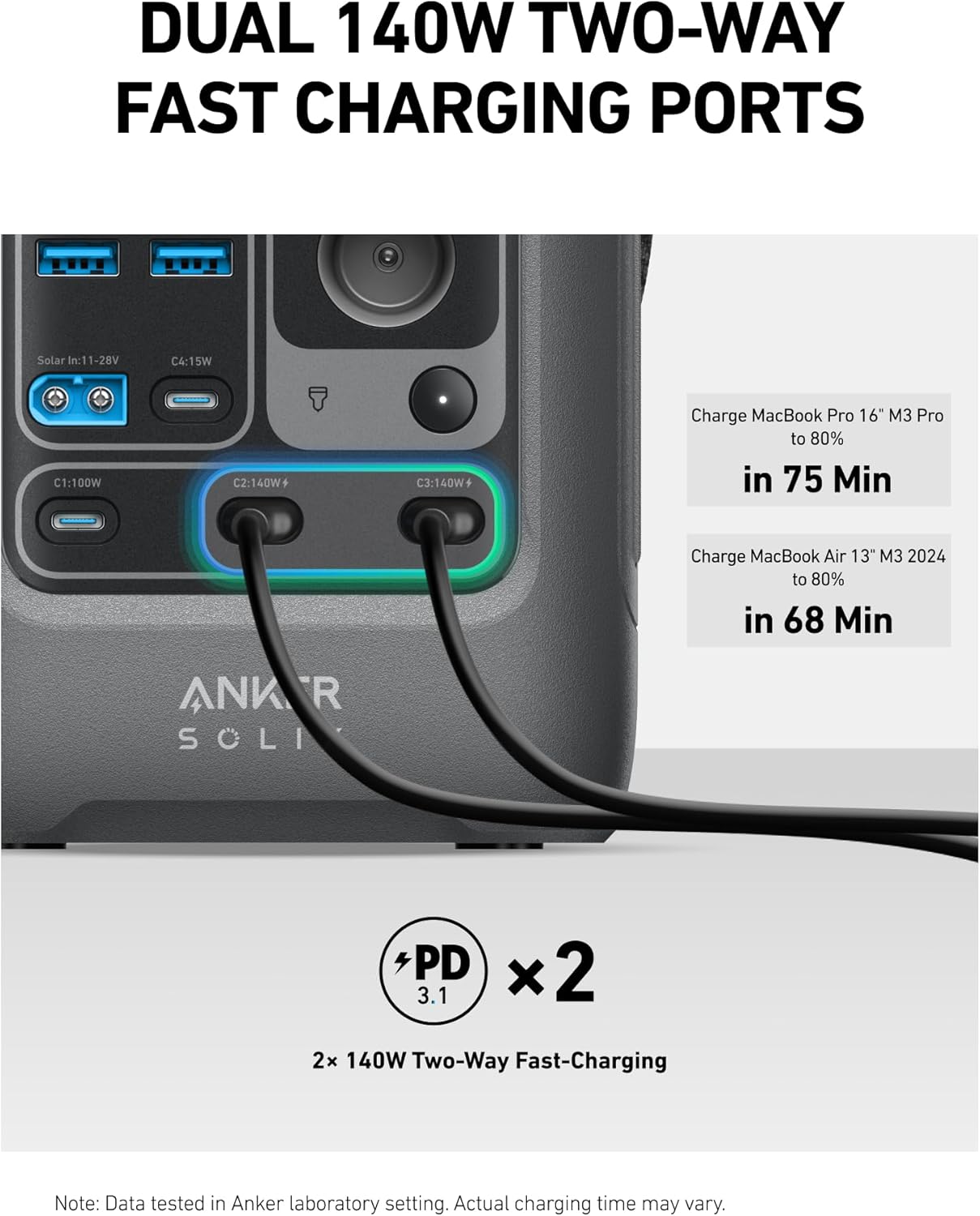 Anker SOLIX C300 DC Portable Power Station with Adjustable Strap,Outdoor 288Wh, Portable Power Station, LiFePO4 Battery, 300W Solar Generator, for Camping, Traveling, and Emergencies.
