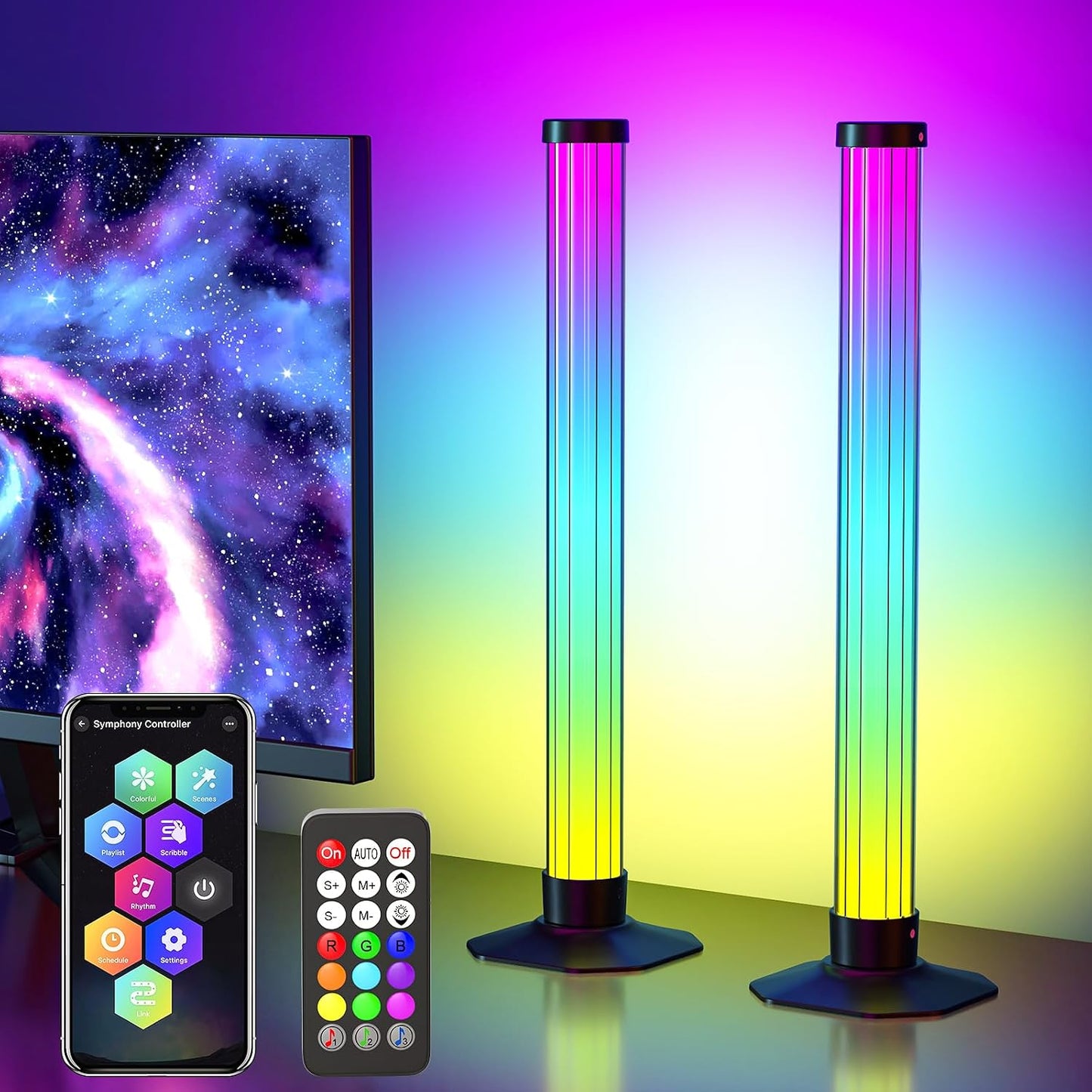 16.5" Smart Light Bar, RGB LED Light Bar for Room, 16 Million Colors Changing, 213 Preset & 8 Scene Modes, Dynamic Music Sync, 3 Control Modes, RGB & IC Ambient Backlight for TV, Gaming Room