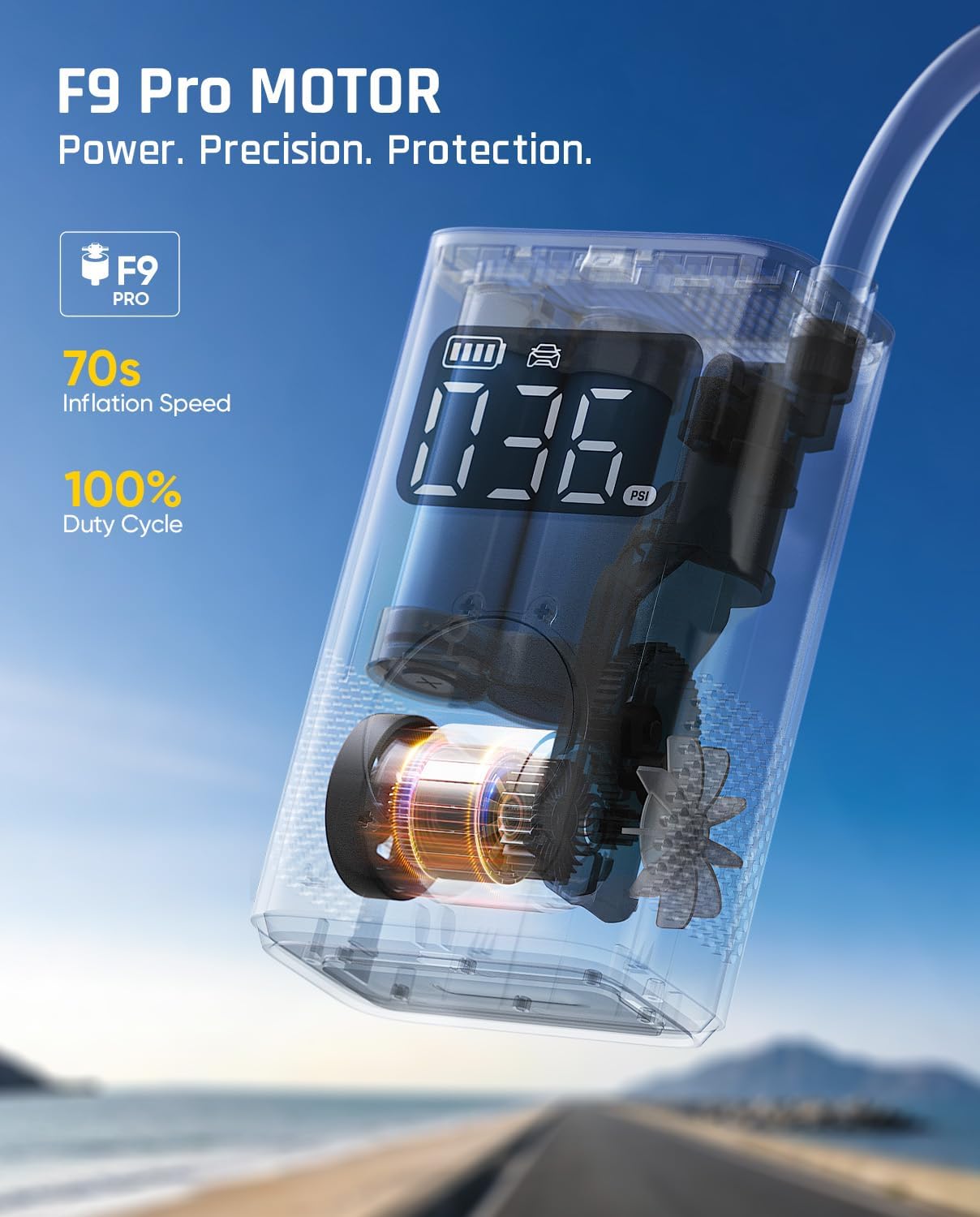 Fanttik X9 Pro Portable Tire Inflator for Compact Car, 1Min Fast Inflate | Digital Tire Pressure Gauge, Storage Design, Auto Stop, Powerful Battery, for Compact Car, Electric Bikes, Motorcycle, Ball
