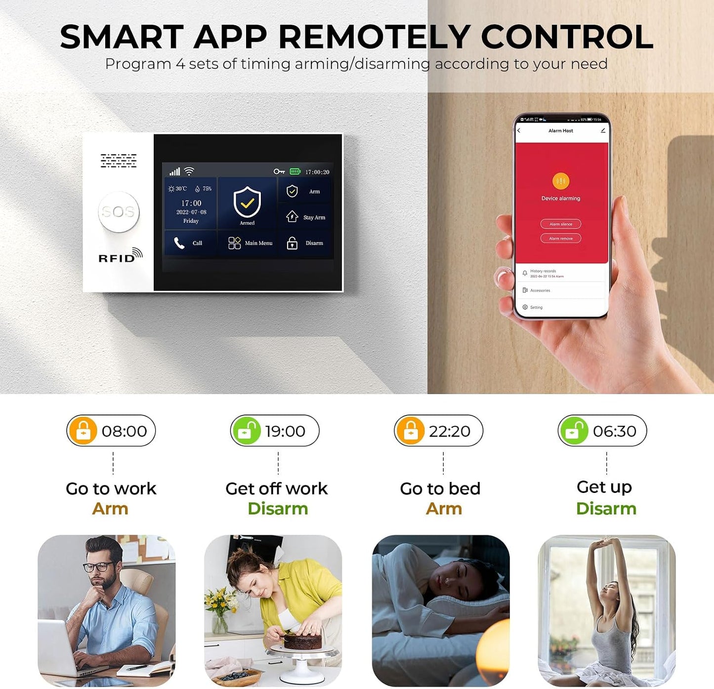 PGST Home Security System, Home Alarm System Wireless Touch Screen Motion Detection, Door and Window Alarms for Home, Wireless Siren, Remotes, Phone App, for Villa Home Apartment